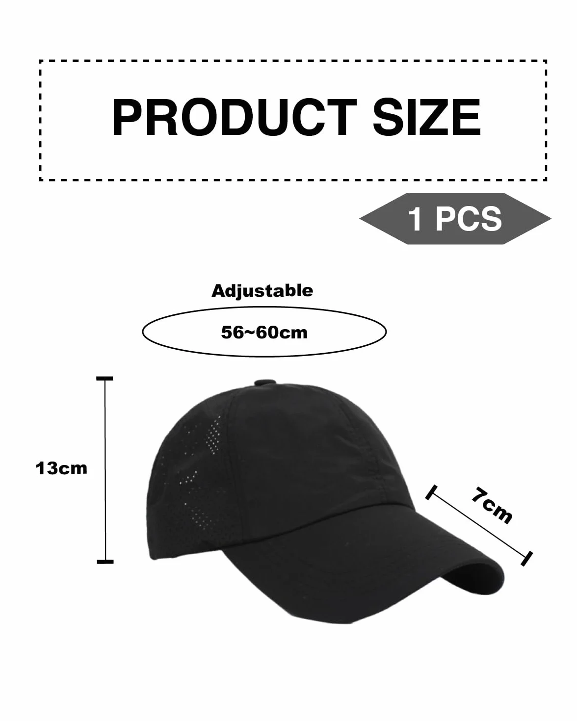 Gorra de Béisbol Mujer Cola de Caballo Transpirable Secado rápido Deporte Ajustable Buckle Malla - Negro
