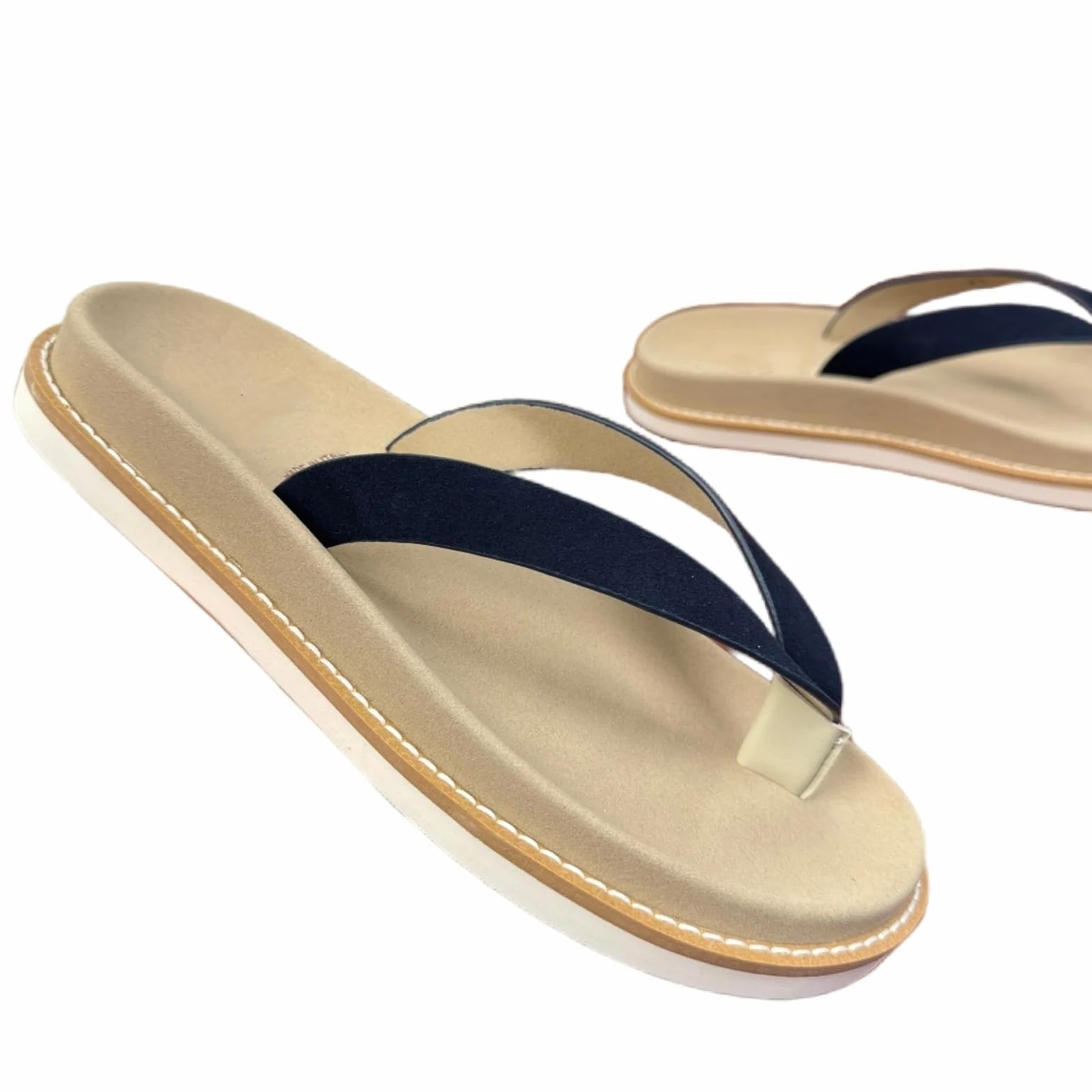 Slides Unisex Poliéster Ante Cruz Correa Chanclas, Plataforma Cosida Tanga Sandalias para Hombres Desgaste Al Aire Libre Diario Casual-blue-38