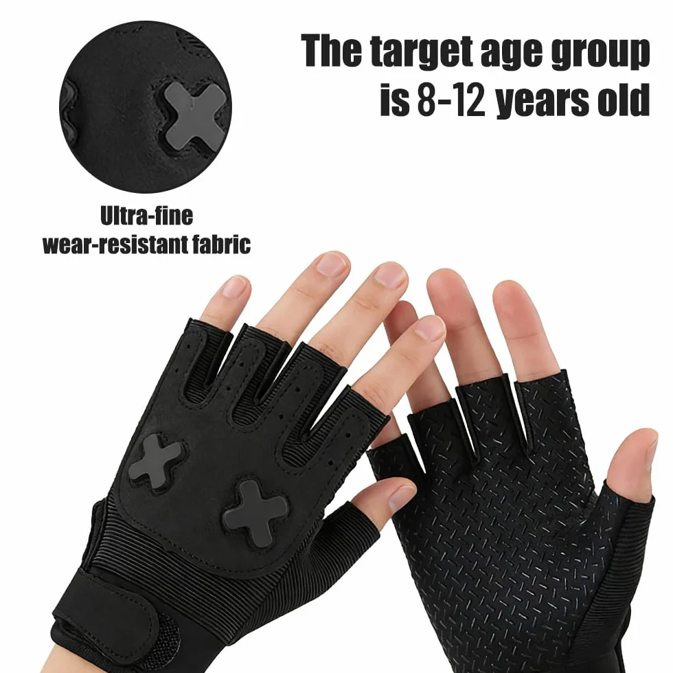 Guantes Bici Niño, Antideslizante, Transpirable, Guantes Ciclismo, para Niñas y Niños Edad 8-12, para Montar a Caballo, Andar en Bicicleta, Patinar y Andar en Patinete