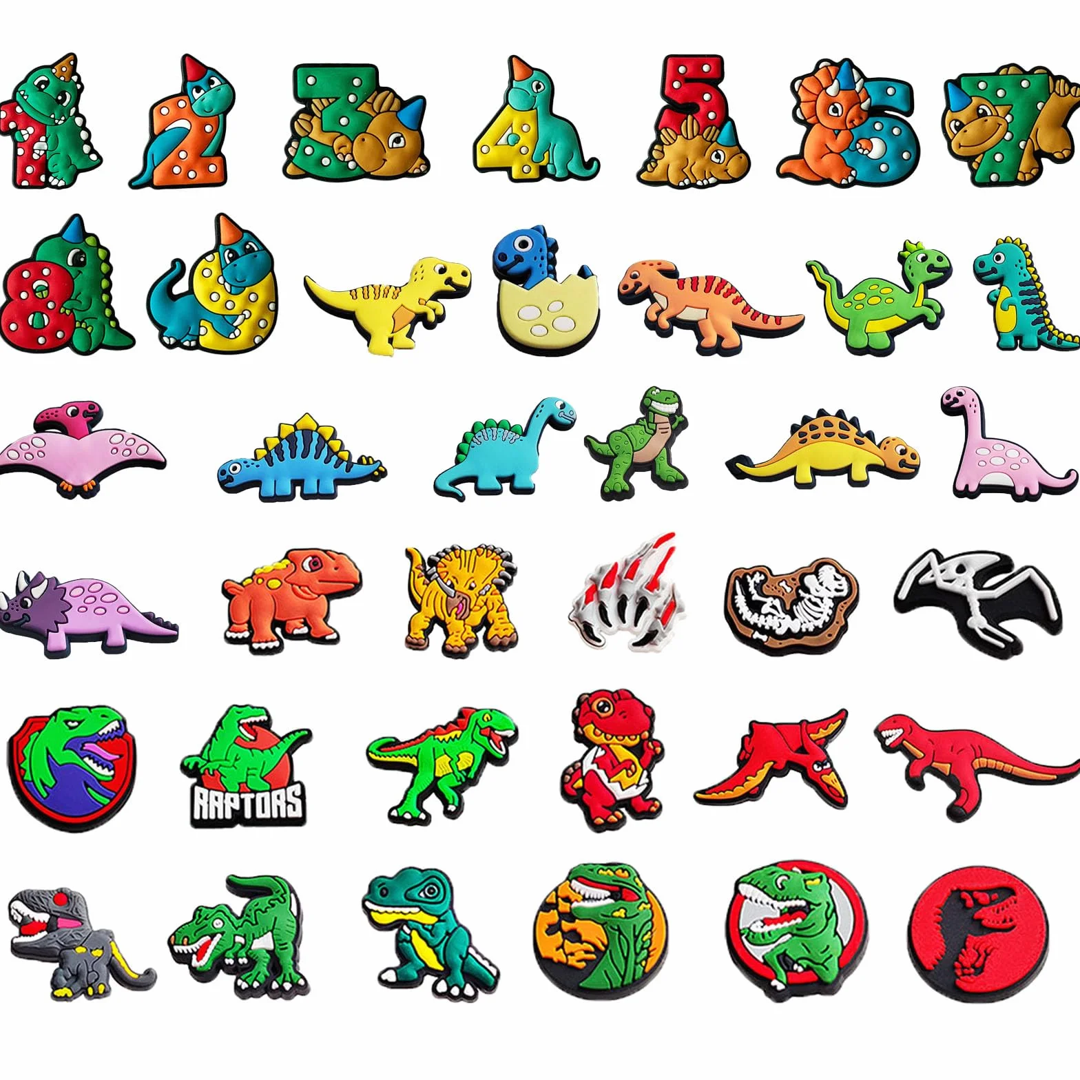 Dinosaurio Encantos del Zapato 38PCS Cute Cartoon Zapato Decoración Croc Charms para Niñas Mujeres Niños Adultos, Regalo para Fiesta de Cumpleaños