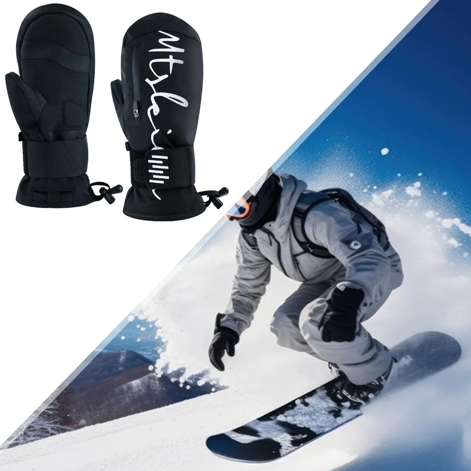 Qianly Guantes de Esquí con Protector de Muñeca y Aislamiento Térmico Antideslizantes con Absorción de Impactos y Forro de Felpa Cómodos Adecuados