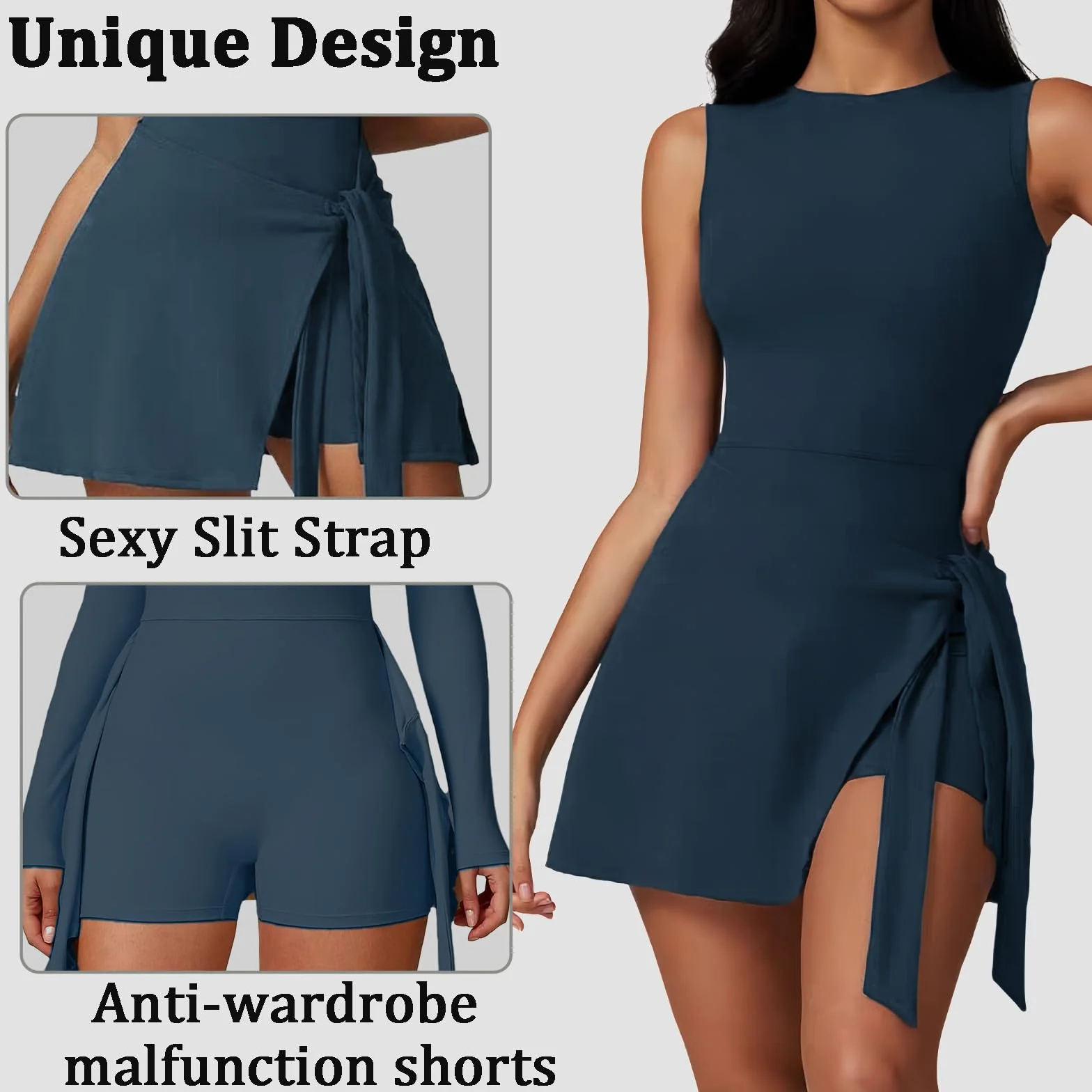 Vestidos de Tenis para Mujer 2 en 1 sin Mangas Vestido Deportivo de Golf Verano