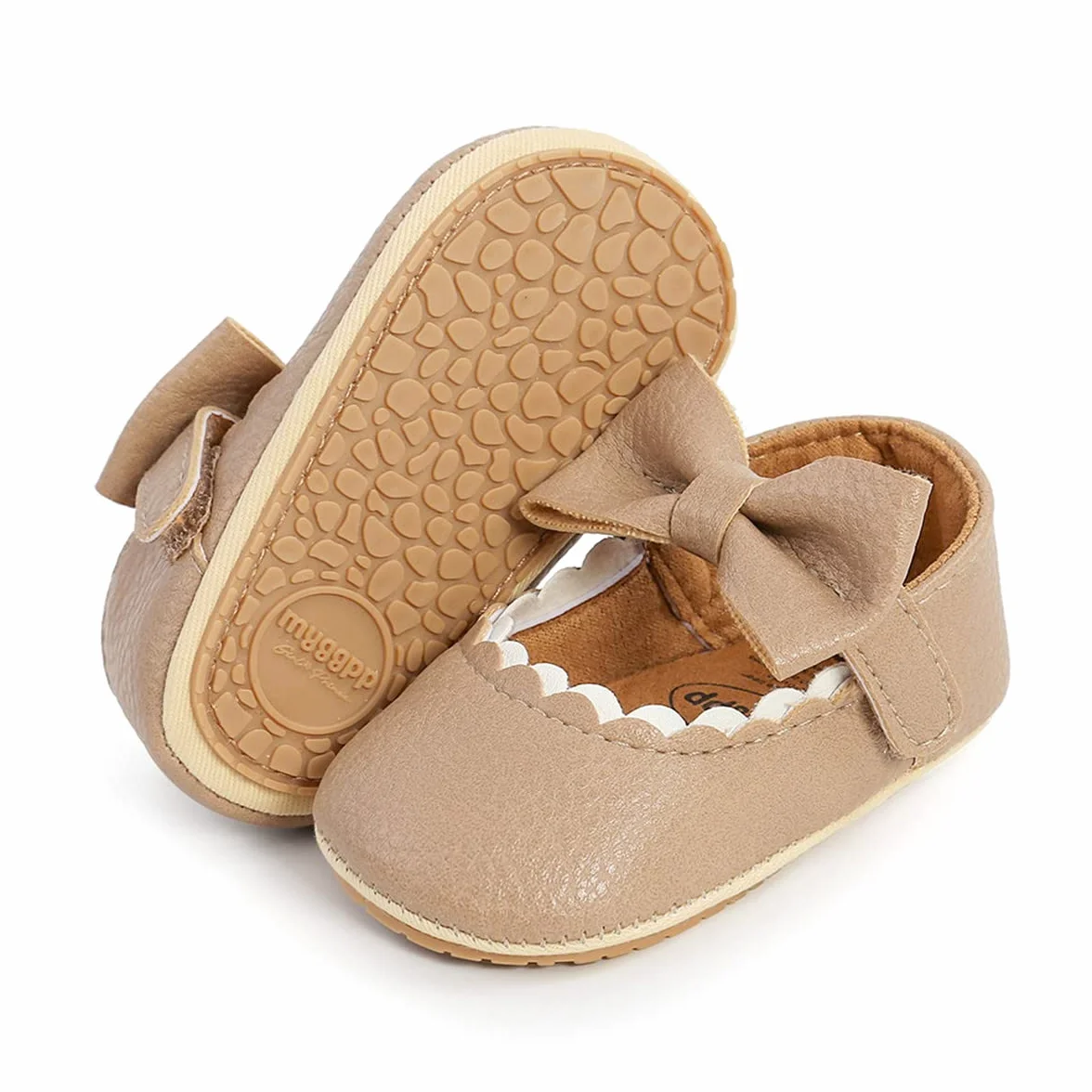 LAFEGEN Zapatos para caminar para bebés y niñas, parte inferior dura, antideslizantes, de piel sintética, para exteriores, zapatillas de cartón para niños pequeños para primera caminata (3-18 meses)