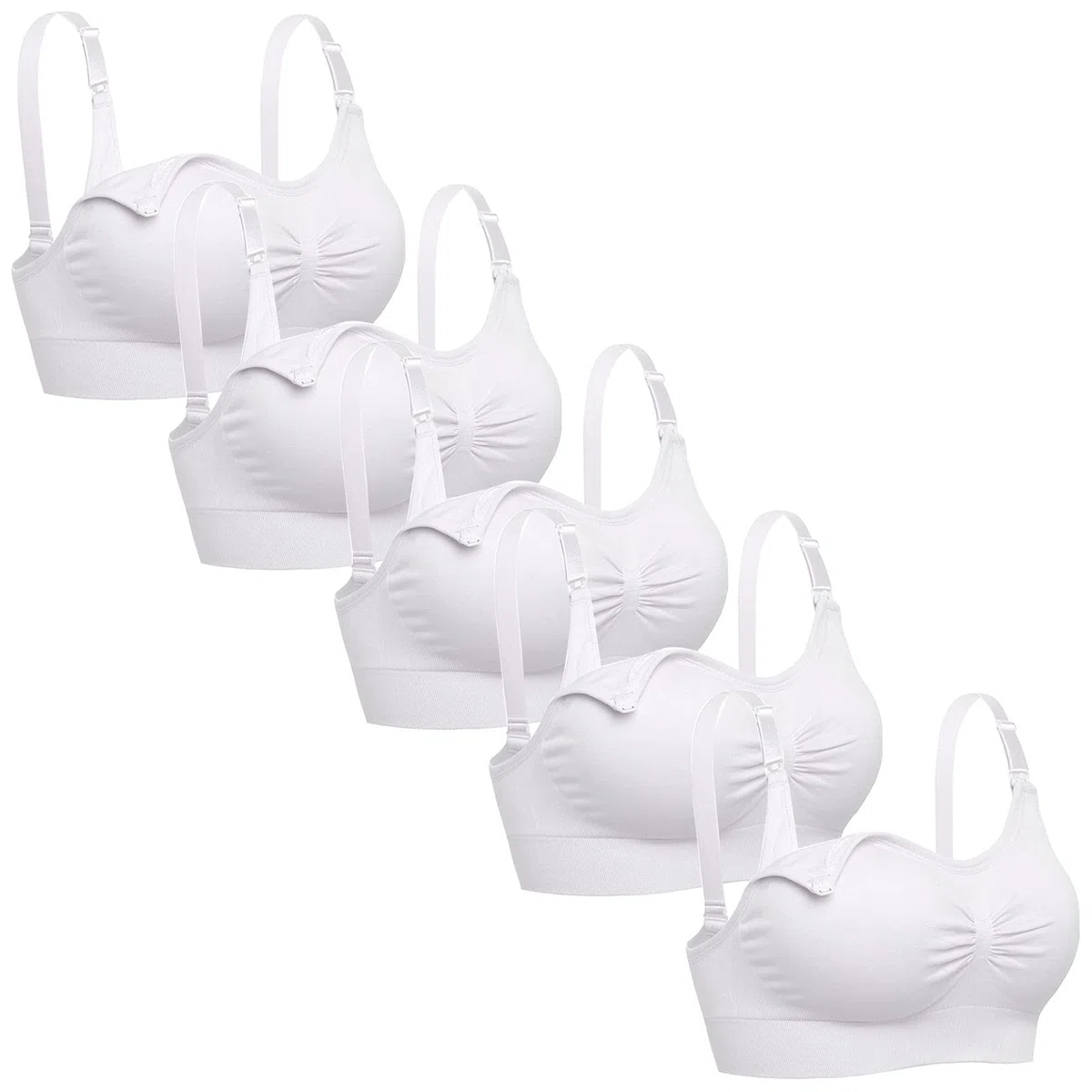 Womens Sleeping Nursing Bra Wirefree Breastfeeding Maternity Bralette Pack of 5 Color White Size XL