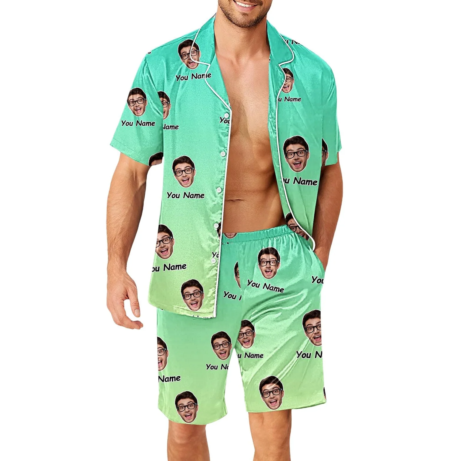 Generisch Pijama de hombre rojo corto conjunto divertido pantalones para hombres mujeres parejas a juego unisex nombre personalizado camiseta