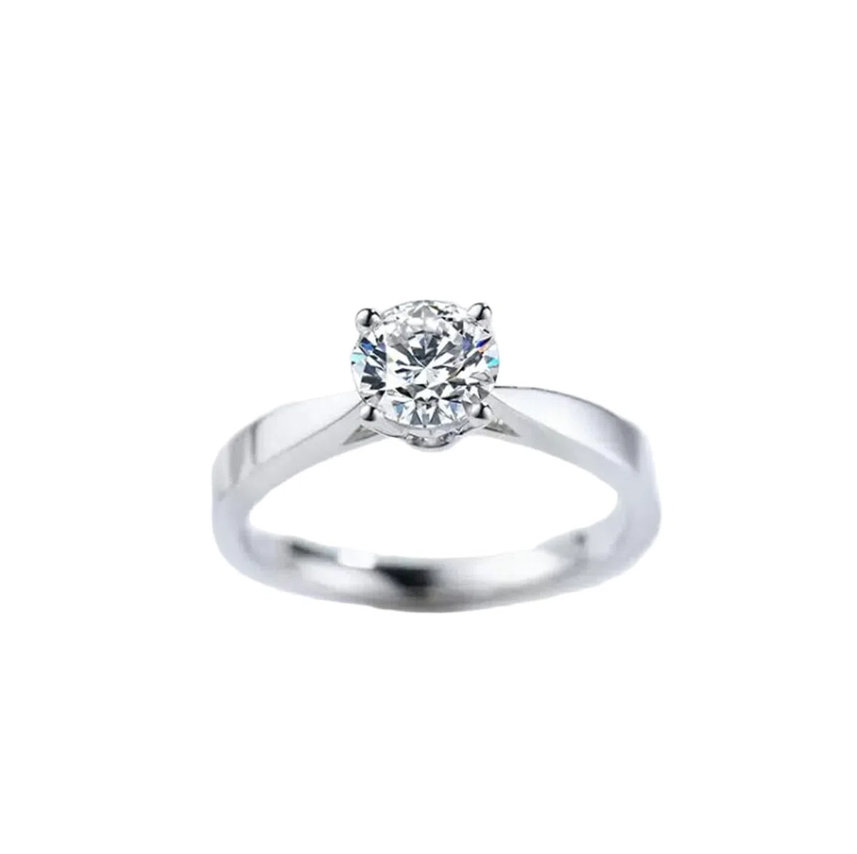 Anillos de compromiso de oro blanco, solitario de 0,5 quilates de diamante para mujer