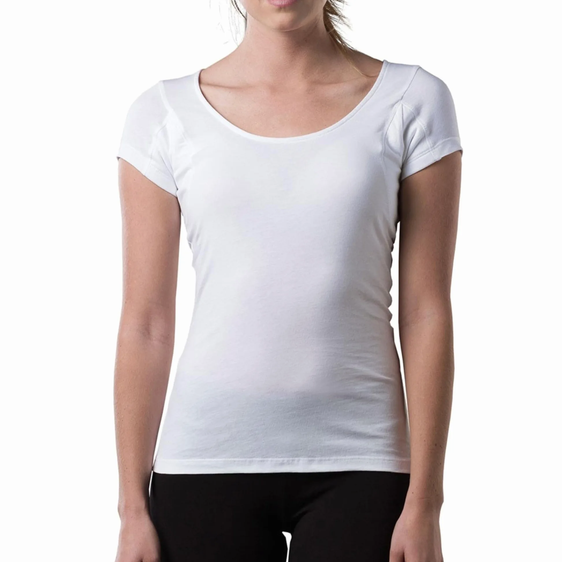 Thompson tee - Camiseta Interior antisudor para Mujer - con Refuerzo Antimicrobiano en Las Axilas - Corte Regular - Cuello Ovalado