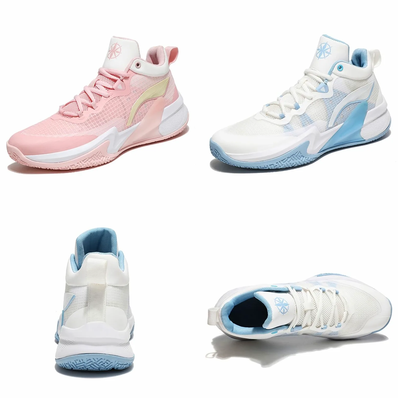 Zapatillas de Baloncesto Hombre Altas Protección Tobillo | Zapatillas de Baloncesto Hombre Altas Blanco Azul Protección Tobillo TPU Amortiguación