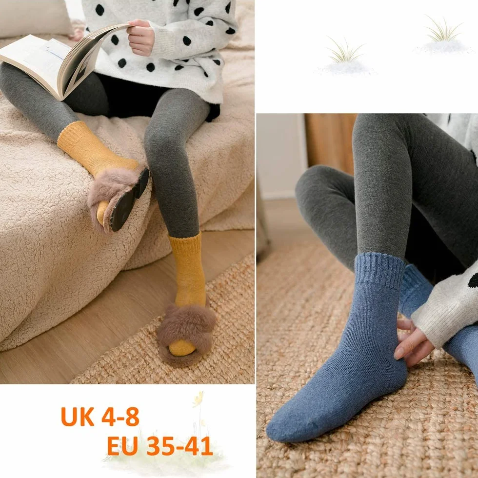 MOSOTECH Calcetines Termicos de Mujer, 5 Pares Calcetines Invierno Cálidos de Confort Casual, Talla única 35-42