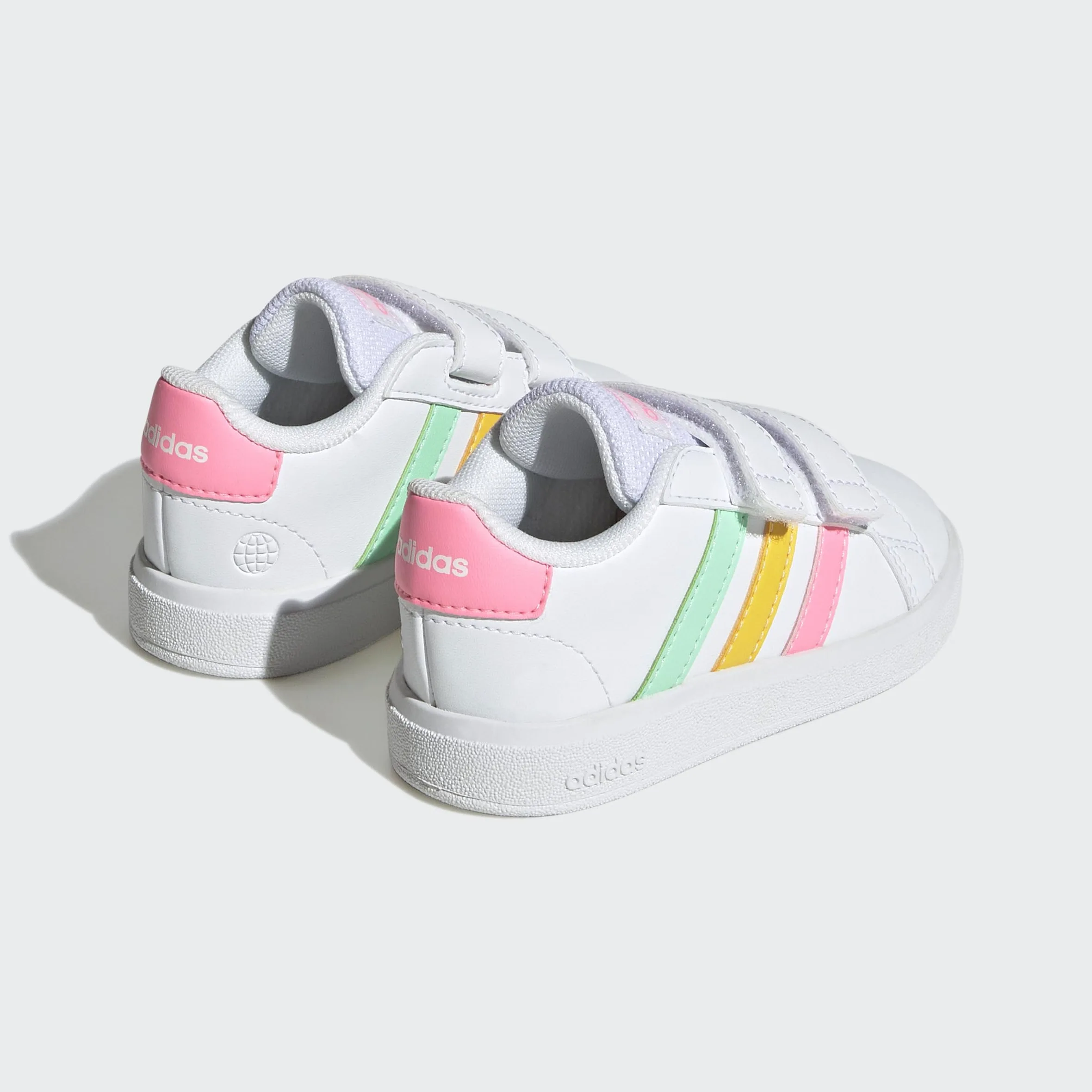 adidas Grand Court Lifestyle Hook And Loop Shoes, Sneaker Niños, Ftwr White Pulse Mint Beam Pink, 27 EU