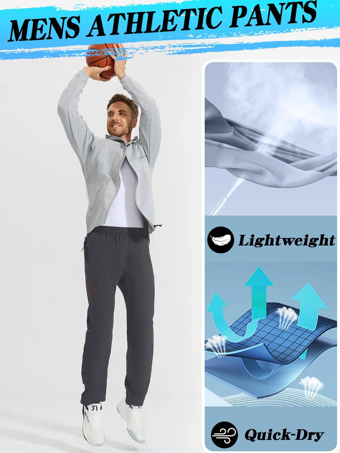 Pantalones Deportivos para Hombre Cintura Elástica Cordón Bolsillos Cremallera