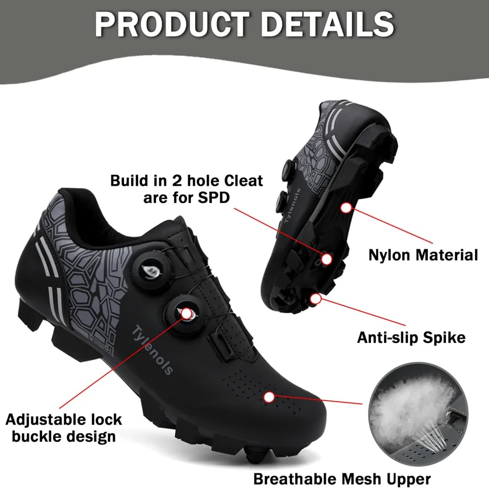 ENEN Zapatillas de Ciclismo para Hombre Mujer, MTB Zapatos Bicicleta de Montaña Compatibles con Look SPD Lock, Azul Negro Gris Rosa Unisex Zapatillas de Bicicleta de Montaña
