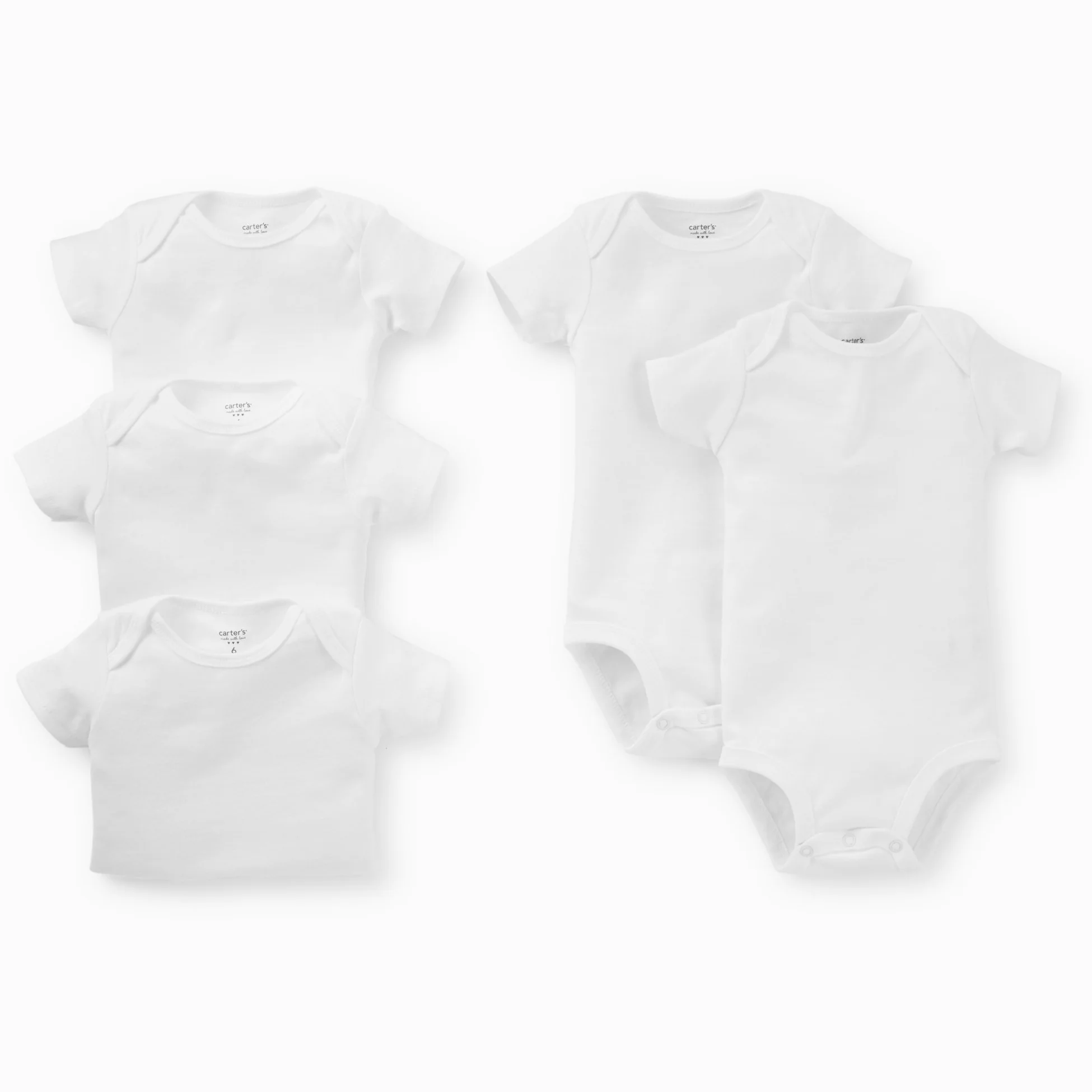 Carter's Body unisex de manga corta para bebé, color blanco, 18 meses (5 unidades)