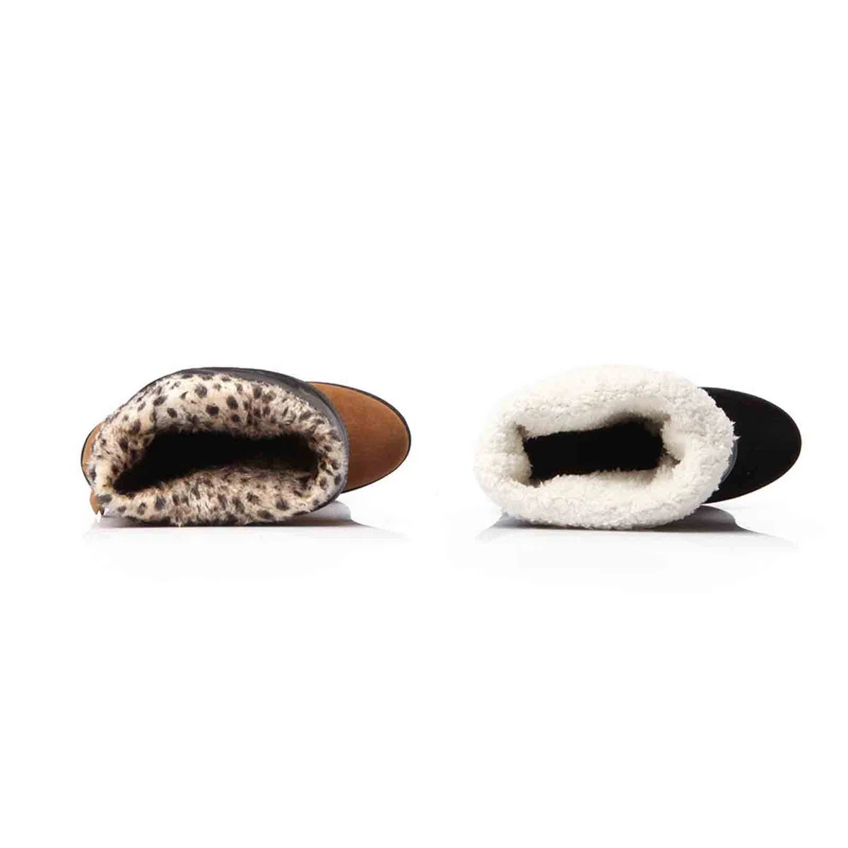Generisch Botas de equitación de invierno para mujer 2022 Casual Tacón de cuña Frosted Cremallera lateral Decorativa Punta redonda Botas medianas de felpa