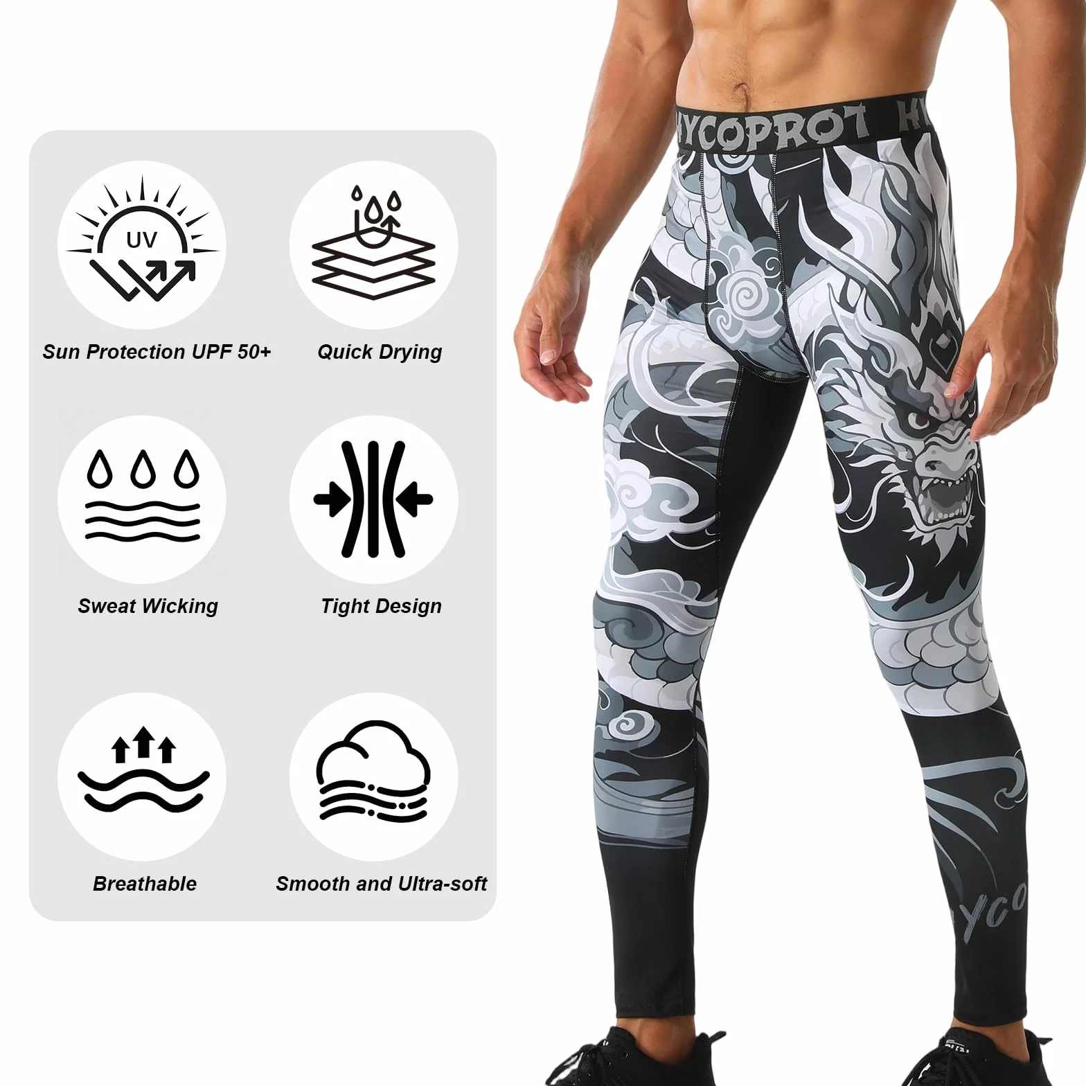 HYCOPROT Pantalones de Compresión para Hombre Mallas Deportivos Secado Rápido Leggings Entrenamiento
