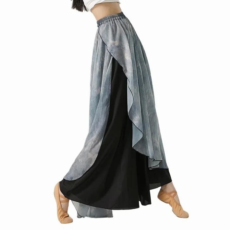 Pantalones de Baile Culottes Sueltos Pierna Ancha Ropa de Escenario for Mujer
