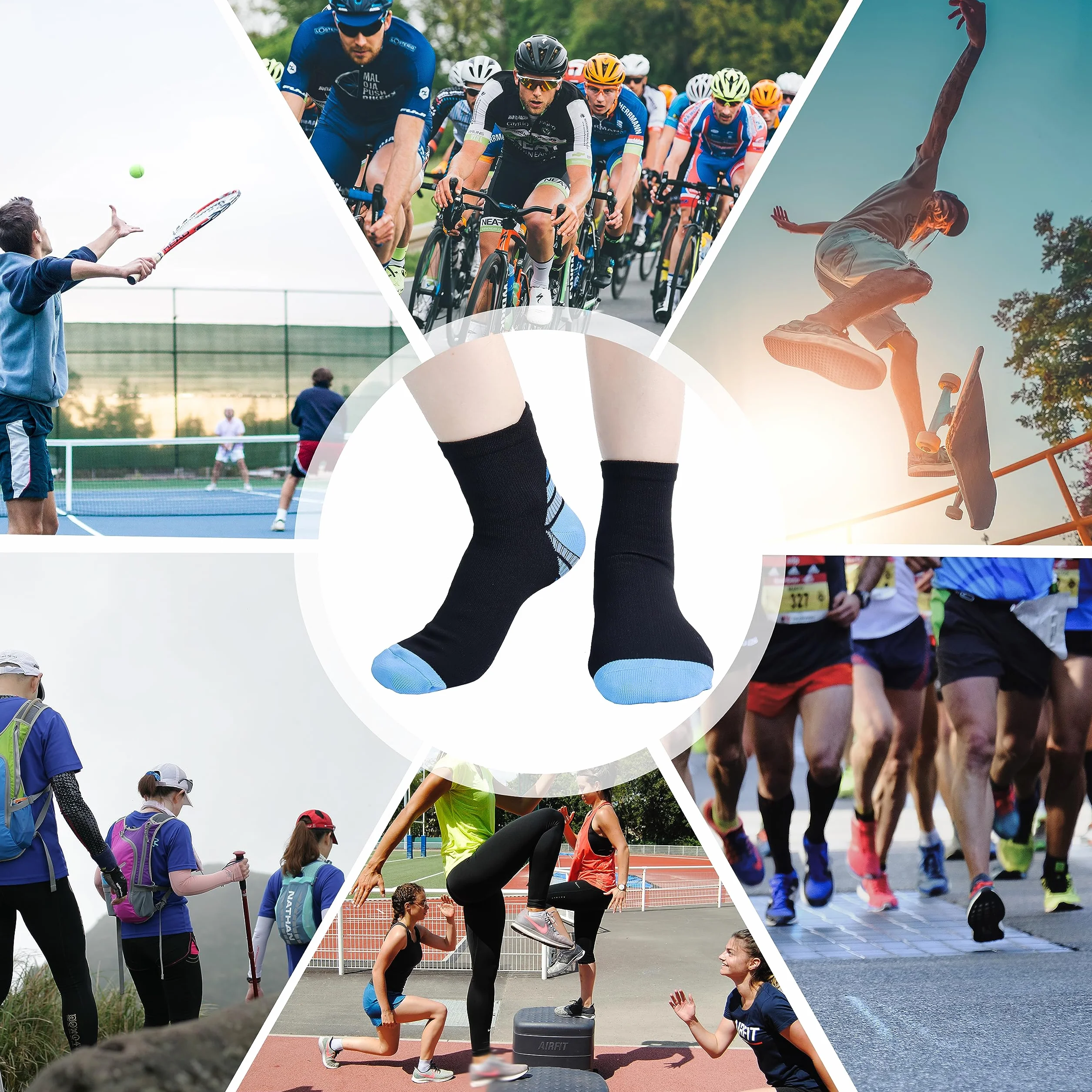 Jeasona calcetines de compresión para mujeres/hombres 10 pares deportes senderismo jogging correr