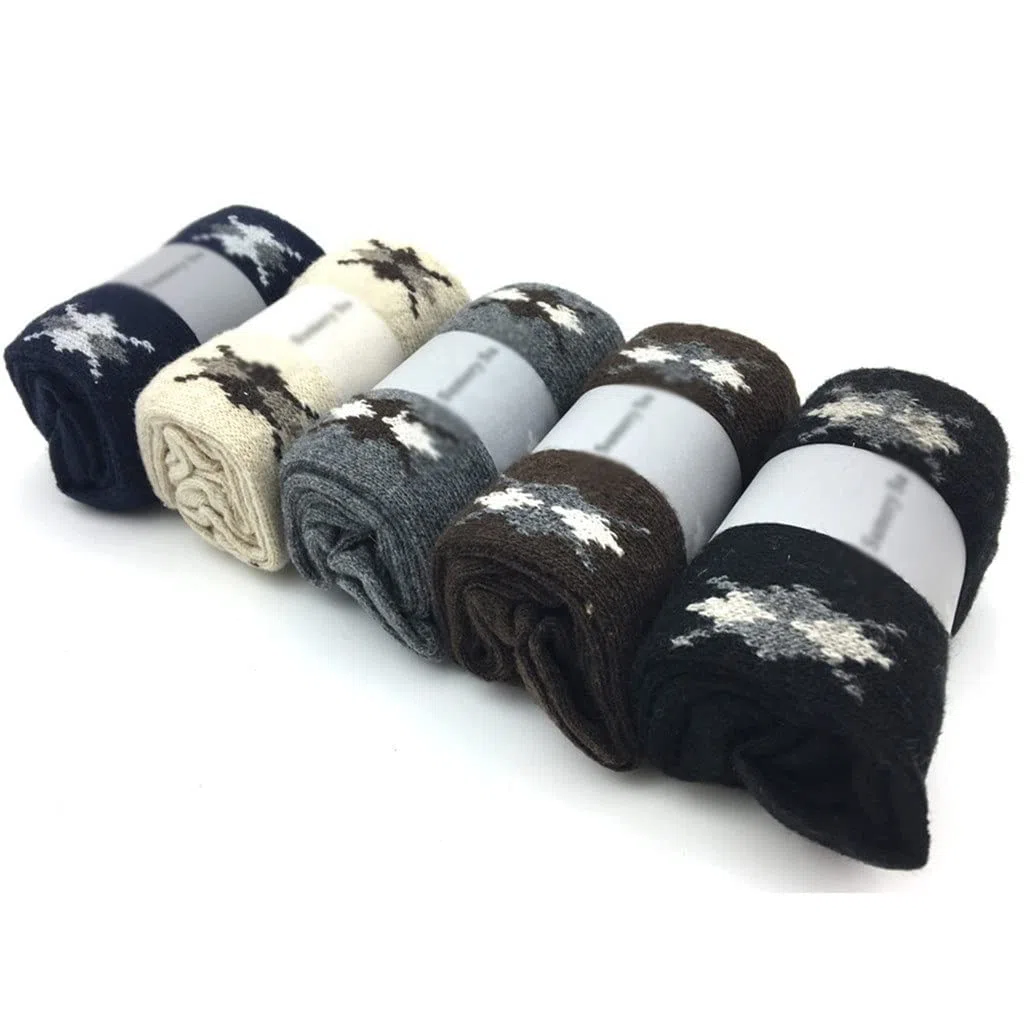 5 Pares/Lote Calcetines de Lana Hombres cálidos Invierno Cachemira cómodos Calcetines Casuales Hombres Calcetines de Regalo (Color: un tamaño: un tamaño) (Color : A, Size : One Size)
