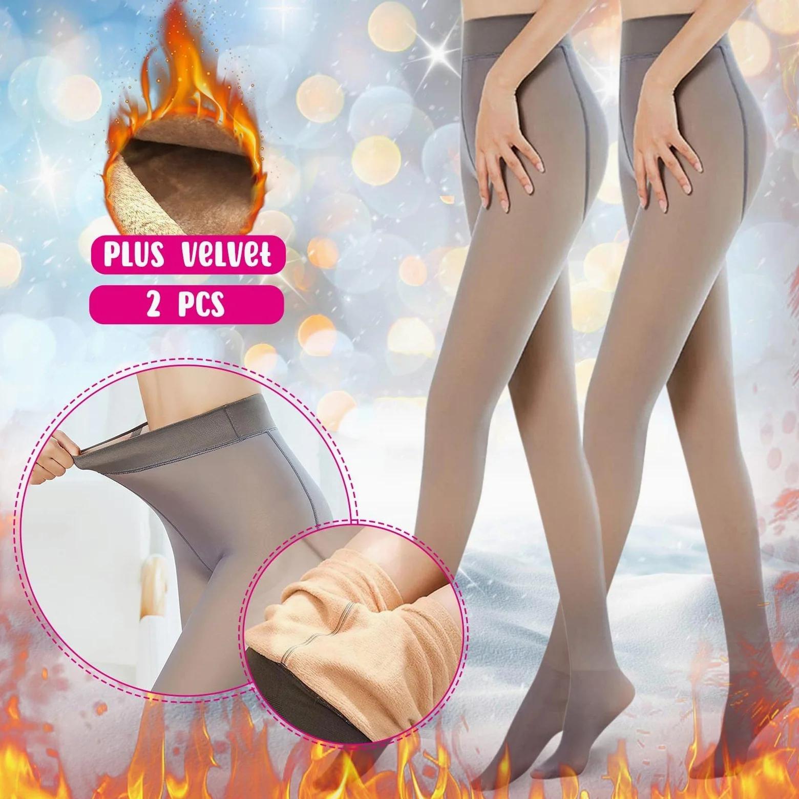 MJGkhiy Medias de forro polar para mujer, color carne, falso translúcido, medias de felpa elegantes, medias térmicas de forro polar, cintura alta, pantalones cálidos gruesos, calcetines acolchados de