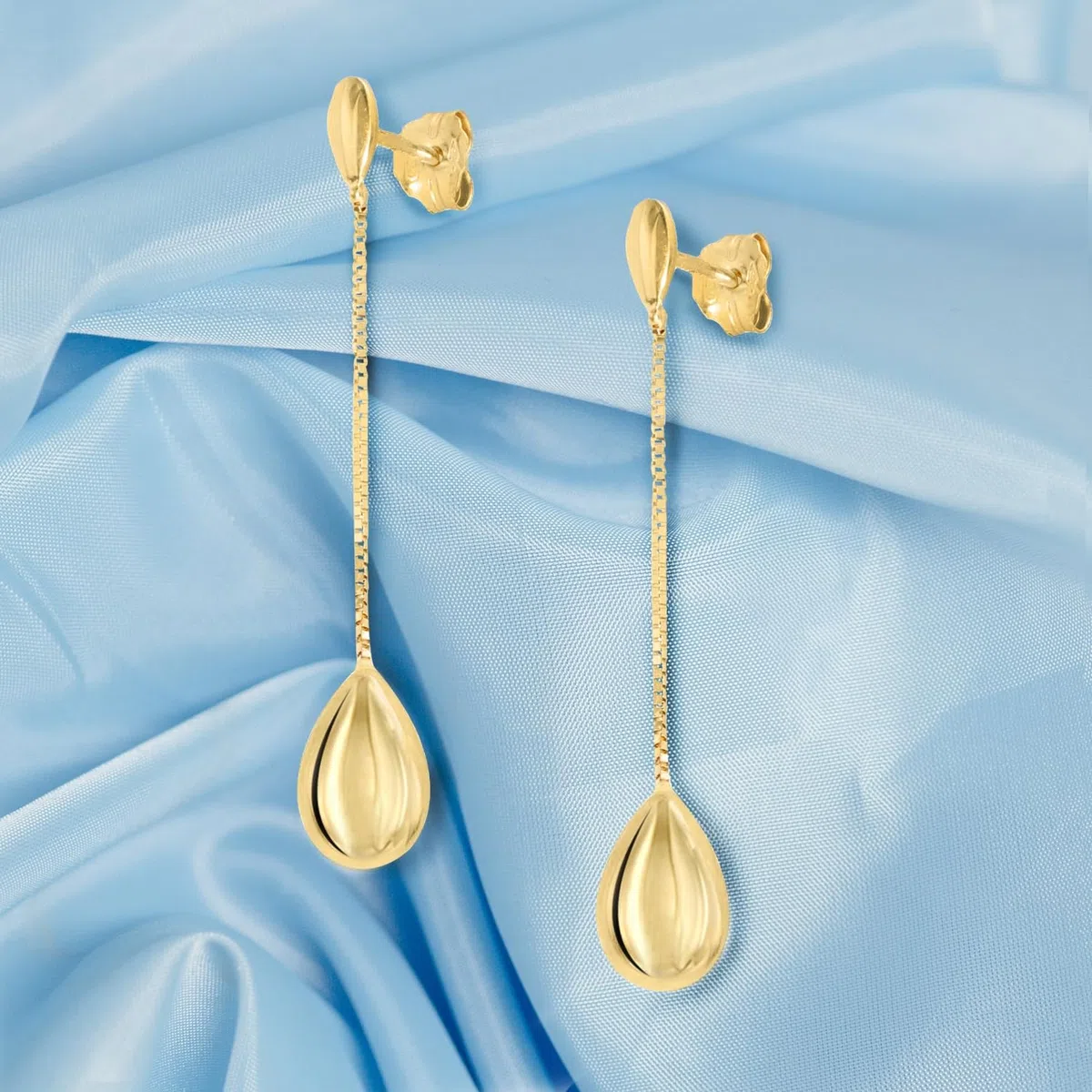 Lucchetta - Pendientes de Oro 18k Largos Elegantes - Amarillo