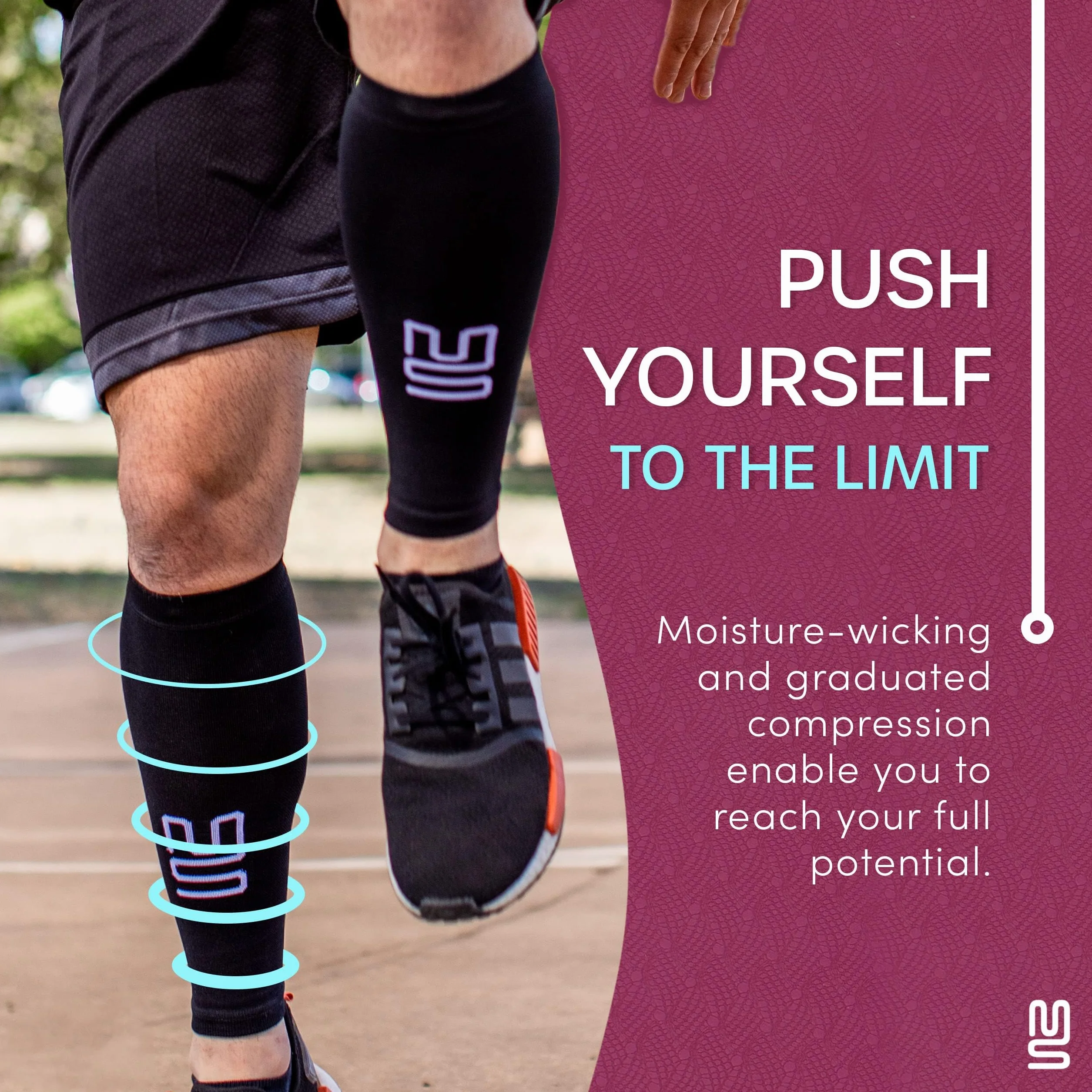 Modetro Sports Medias Compresivas - Manga de Compresión, Calcetines Unisex Compresivos para Dolor de gemelos, Calambres en la Pierna y Circulación, ideal para running