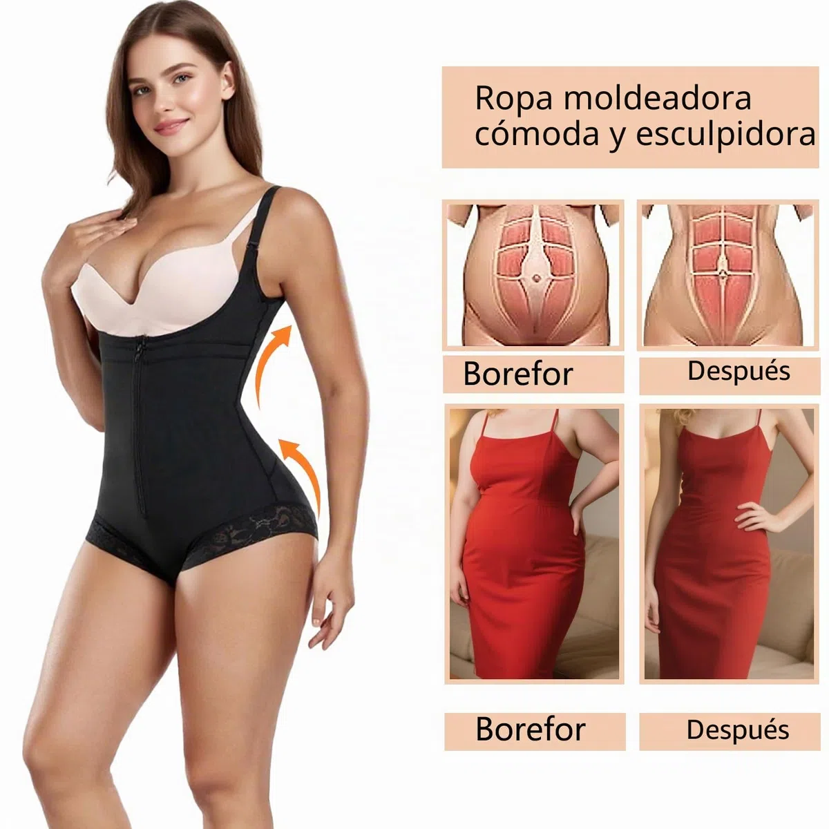 Faja Reductora Mujer Colombiana Cinturilla Reloj de Arena Postparto Postquirúrgica Moldeadora con Soporte Lumbar Corsé Reductor Abdomen