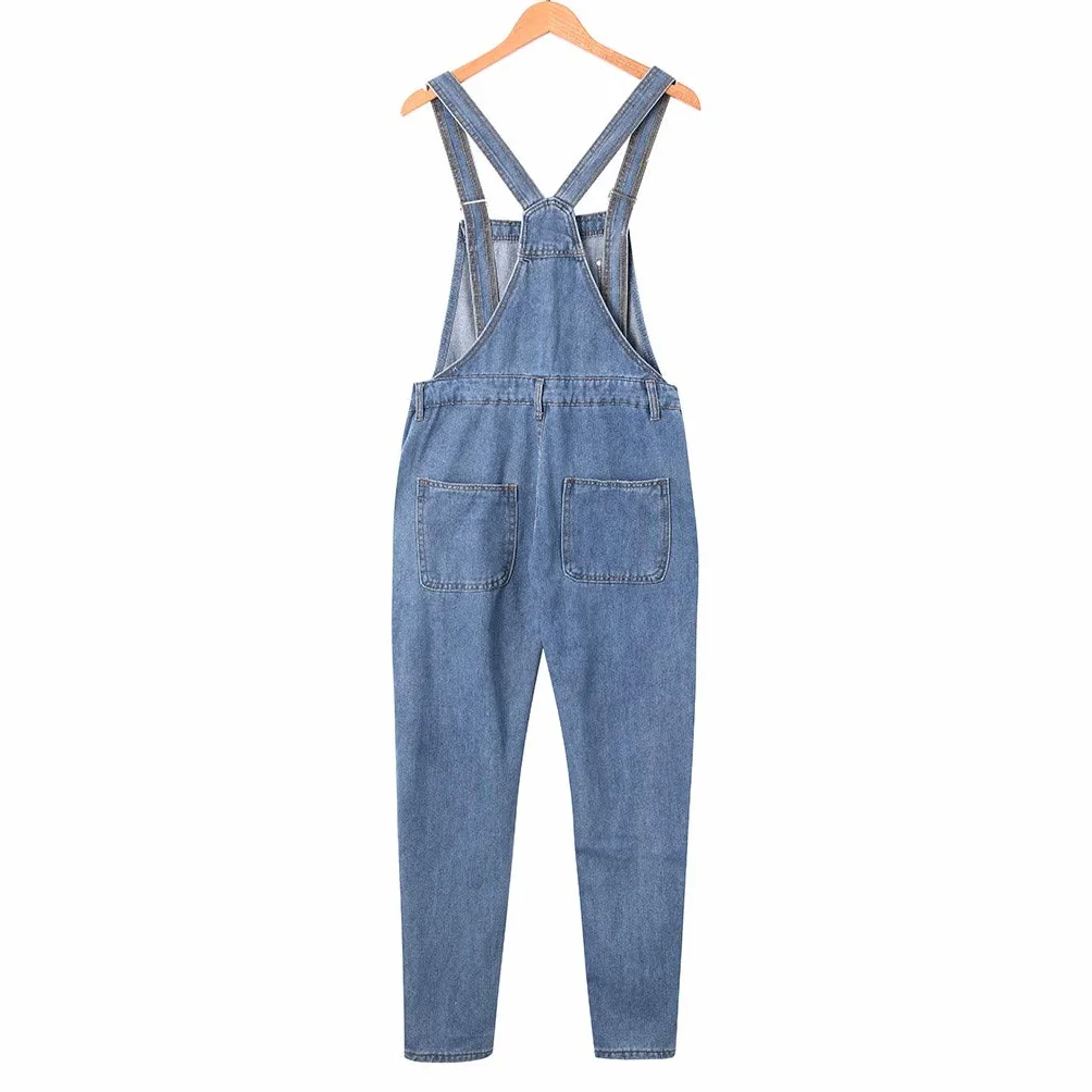 Peto Vaquero Hombre Retro Denim Jeans de Trabajo Bolsillo Suelto Jumpsuit
