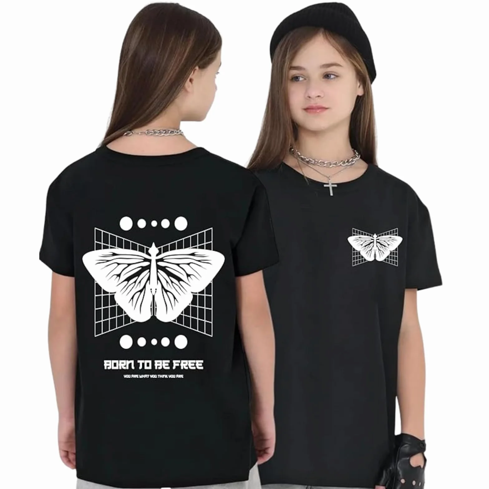 Uniplanet Store Camiseta negra de mezcla de algodón, media manga, ajuste regular, estampado «Back Be Free»