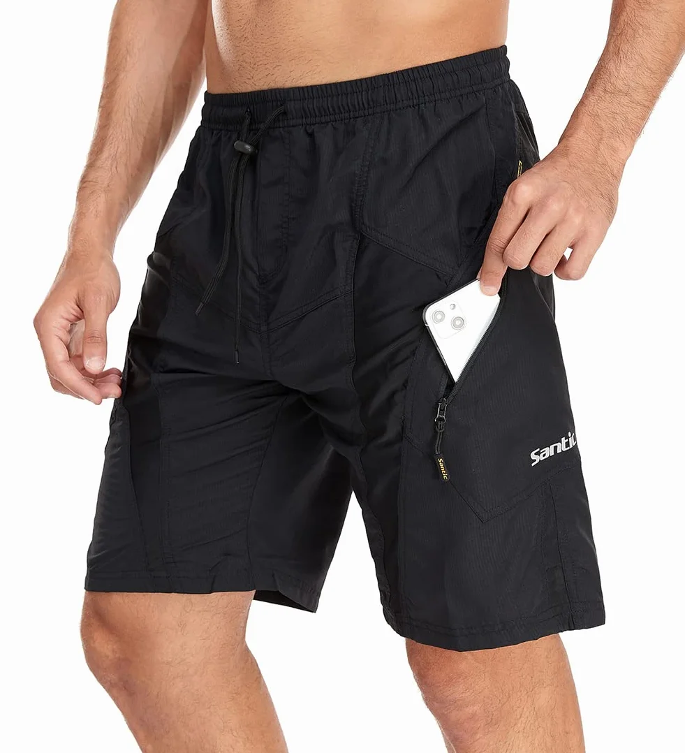 Santic Pantalones Cortos de Ciclismo para Hombre, Pantalones Cortos de MTB para Hombre con Almohadilla de Asiento 4D de Secado Rápido para Bicicleta de Montaña Elasticidad Transpirable