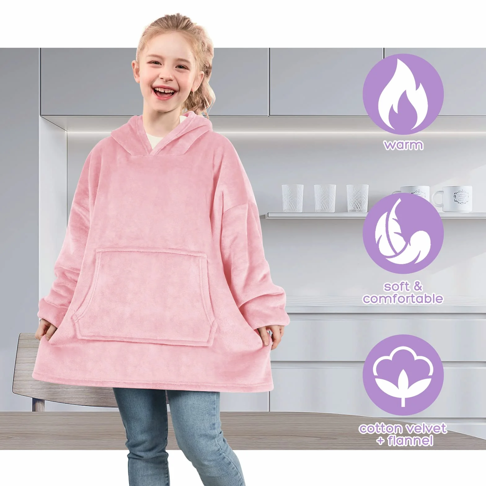 Uplayteck Sudadera con Capucha para Niños, Pijama con Capucha Grande, Suave y Cálida, Acogedora, Batamanta Oversize Niños, para Uso en Interiores y Exteriores.
