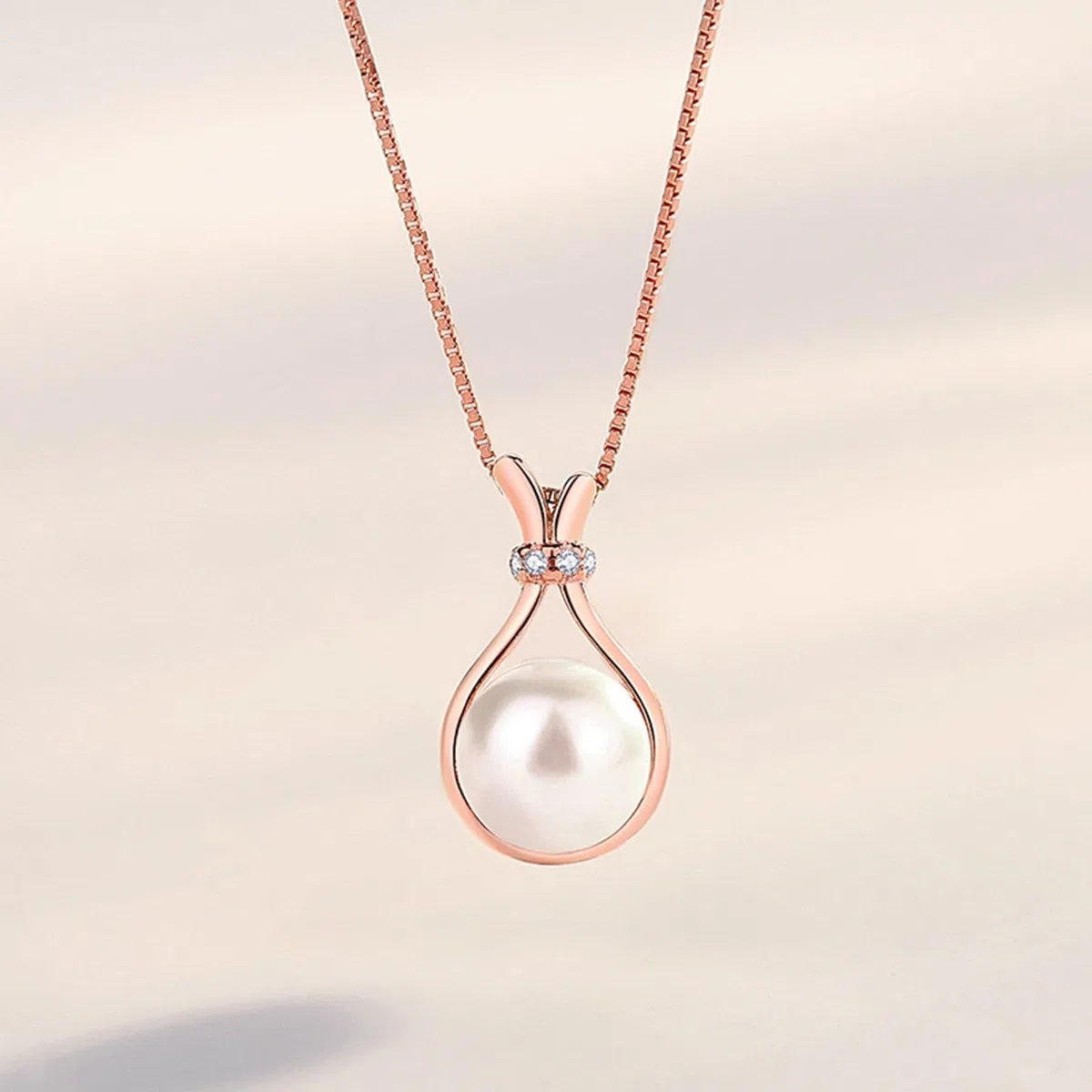 Collar para mujer, joyería de moda, lágrima de oro rosa de 9K/14K/18K con colgante de perla y moissanita, cadena alargada: 40+5cm