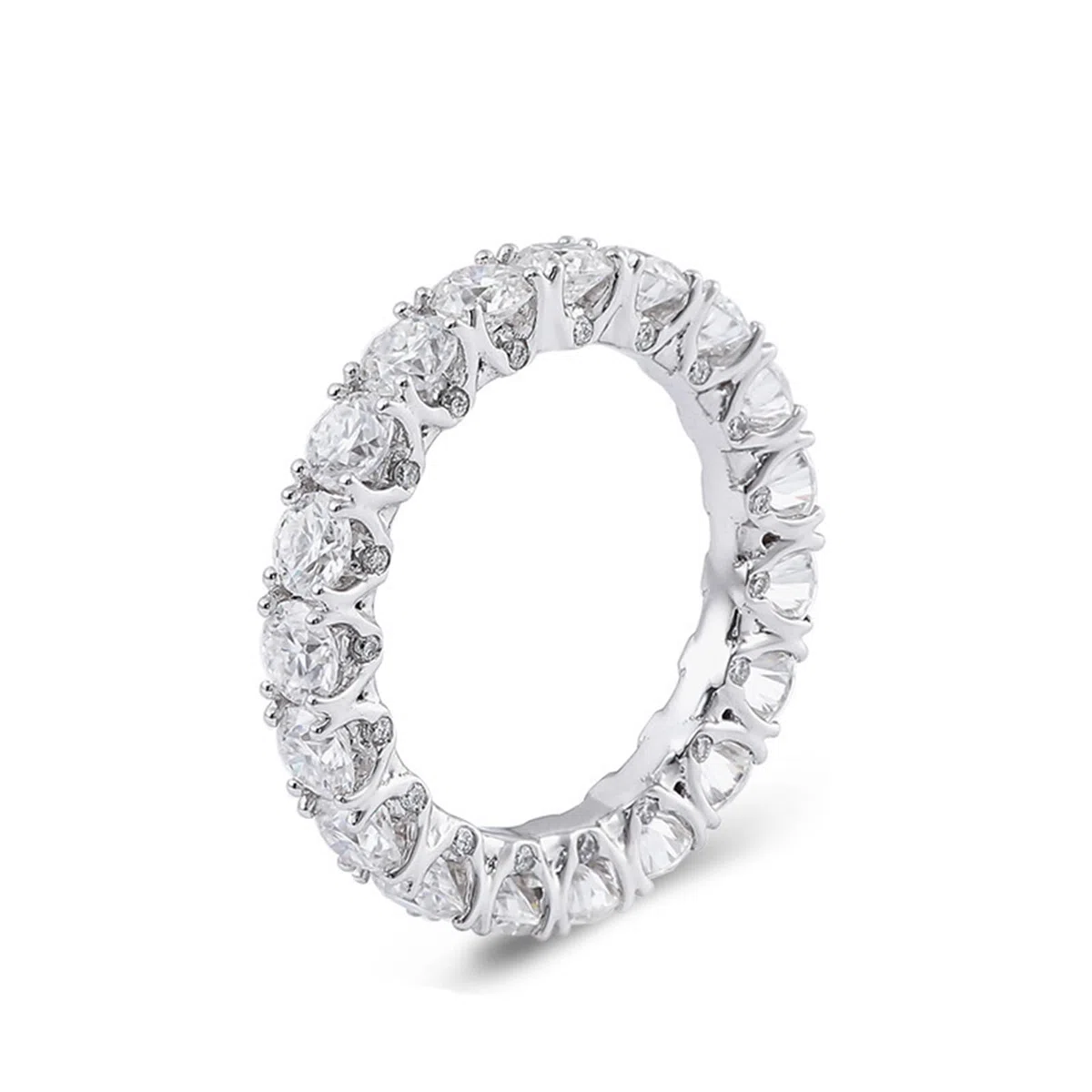 Juego de anillos vintage, anillos de boda de lujo con moissanite redondo para mujer