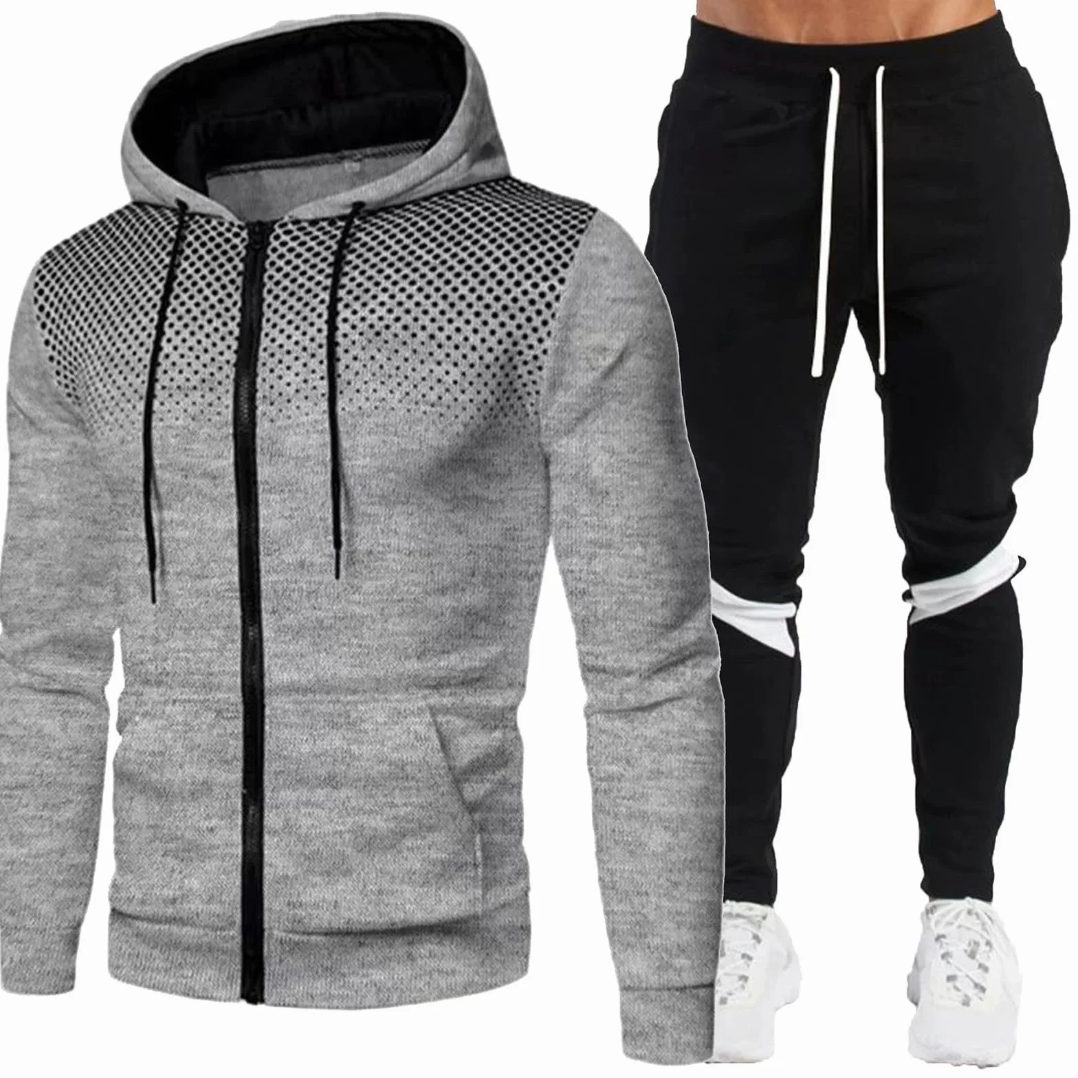Chándal de hombre deportivo transpirable cómodo sudaderas con capucha y pantalones gimnasio anchos jogging conjuntos deportivos Streetwear Otoño Invierno Set Tracksuit Con Bolsillos Casual Completo