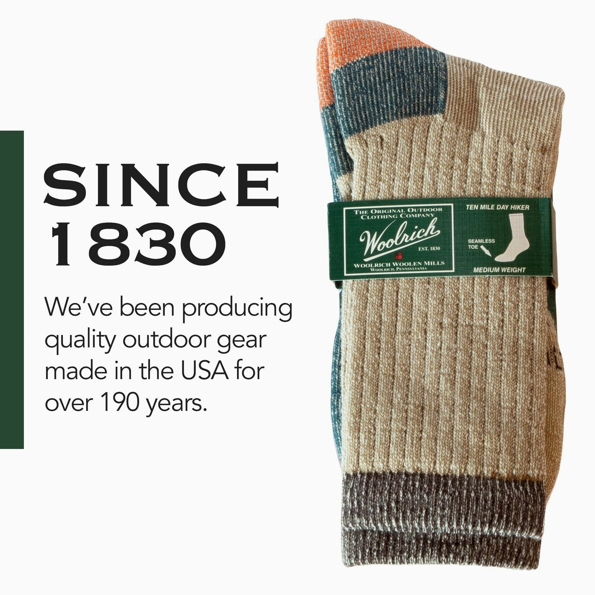 Woolrich Calcetines de lana merino, paquete de 2 – Calcetines de senderismo resistentes para hombre (10 millas de senderismo)