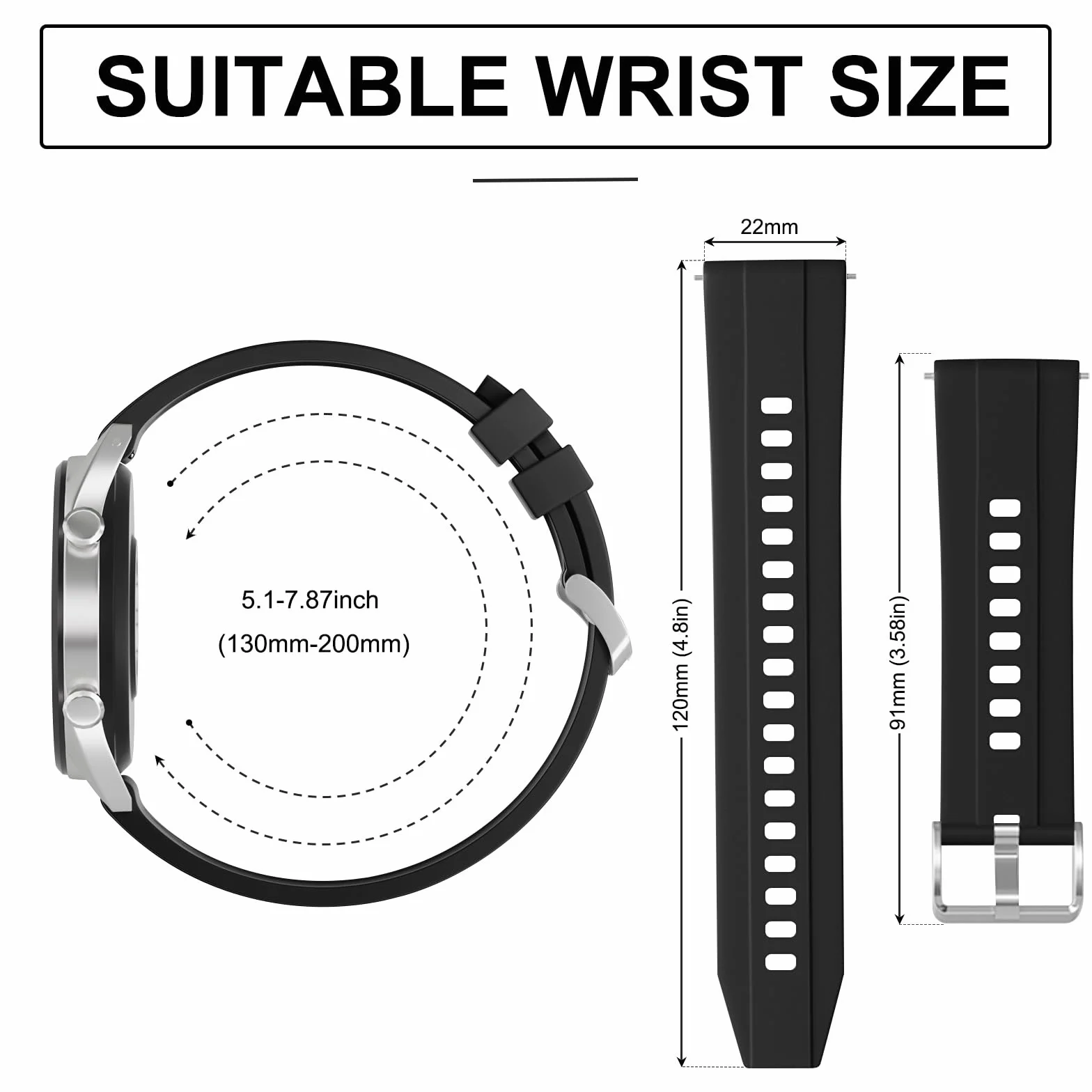 Vancle Correa de Reloj de Repuesto de Silicona, 22mm Correas de Reloj para Hombre y Mujer, con Pulseras de Repuesto de 22mm de Liberación Rápida