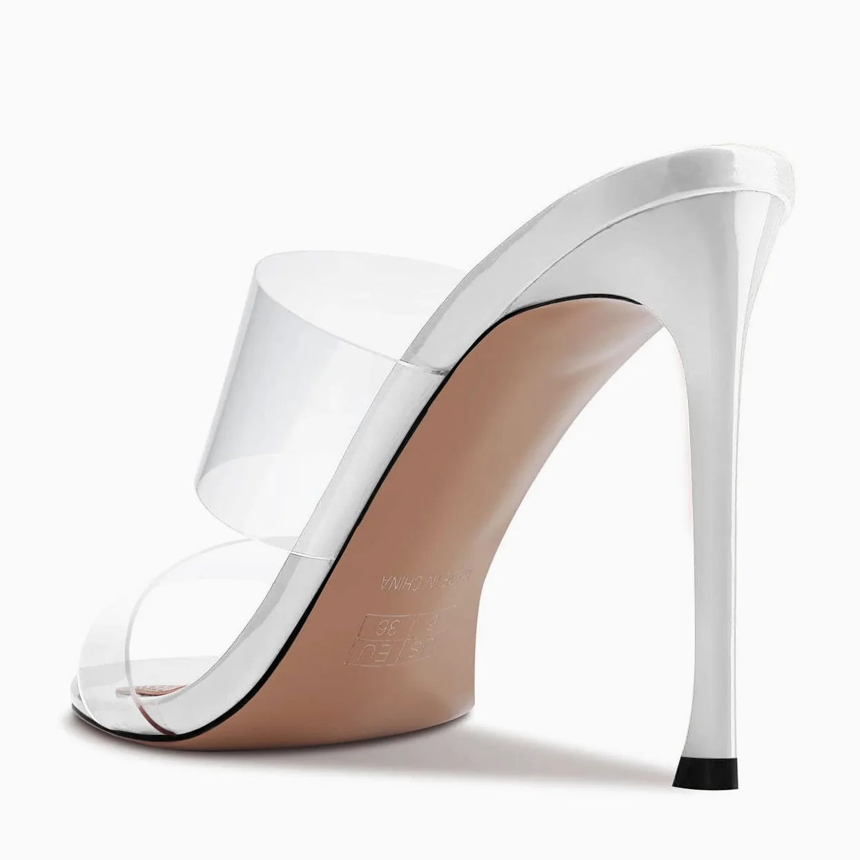 Aachcol Mujer Aguja Alto High Heel Clear Sandalias Abierta Punta Slip-on Dress Zapatos Fiesta de Boda Charol 10 CM