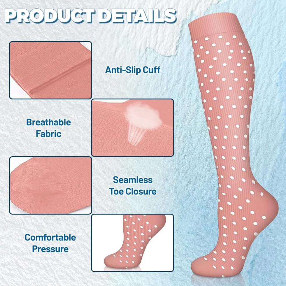 Flintronic 2/3/6 Pares Calcetines de Compresion 15-20mmHg para Enfermera, Running, Ciclismo