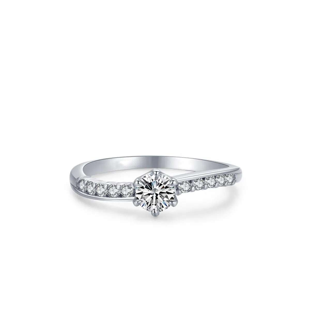Anillos de boda de oro blanco, diamante cultivado en laboratorio, 0,5 ct, anillo de compromiso de oro auténtico, elegante anillo de boda para mujer