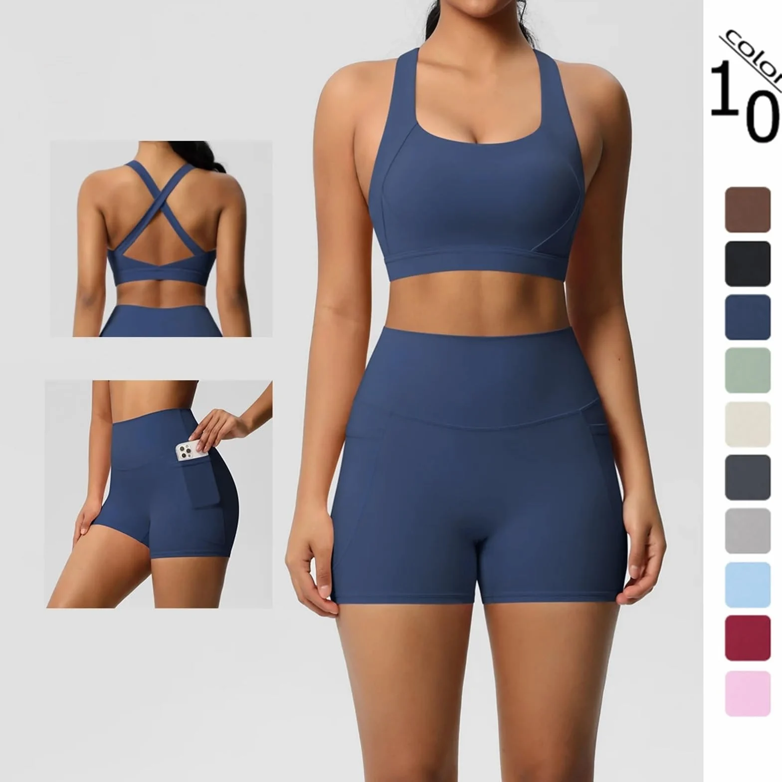 Conjunto Deportivo Mujer Ropa deportiva de 2 piezas con conjunto Yoga embolsado, ropa gimnasio, trajes, sujetador deportivo, mallas