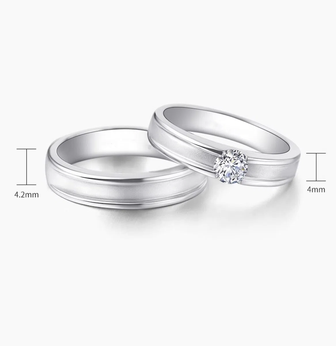Wycian Anillos de Boda Hombre Anillos Boda Plata Oro Blanco de 14 Quilates Polaco Talla 17 Sólido No Chapado Actualización 3.0 para Esposa Acción de Gracias Joyas