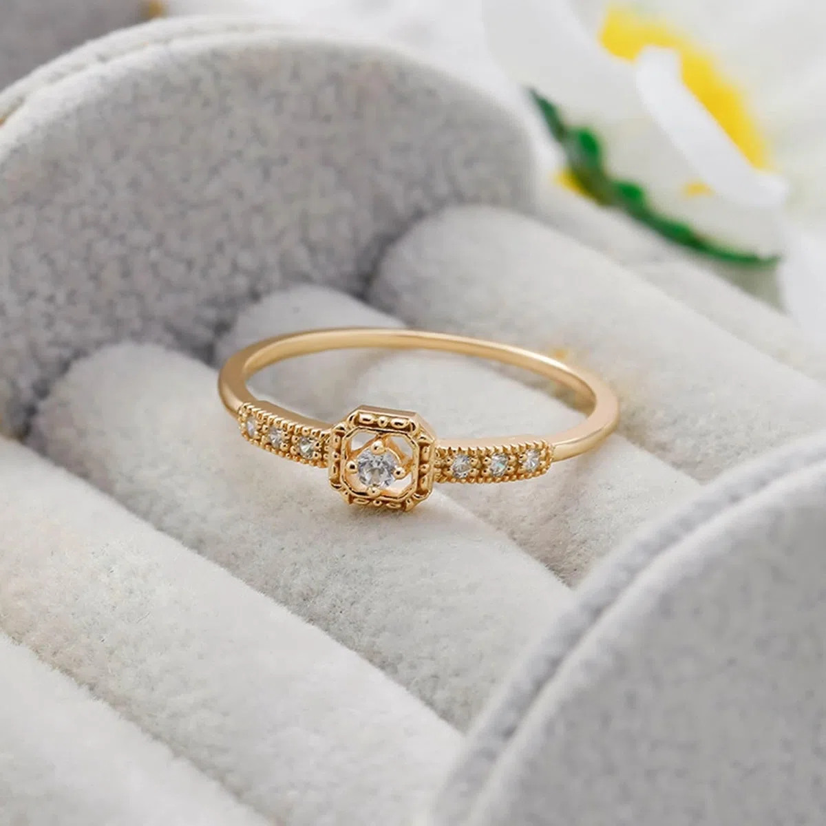 Anillos de boda auténticos, 9 K/14 K/18 K, oro con moissanita, anillo de boda clásico