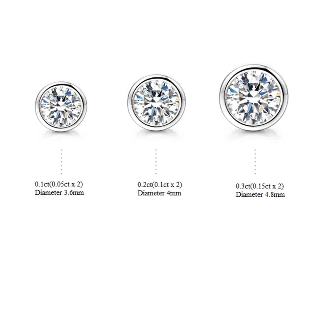 Pendientes de fiesta, aretes de tuerca para mujer, simples con diamantes de forma redonda, oro blanco de 9 quilates, 14 y 18 quilates