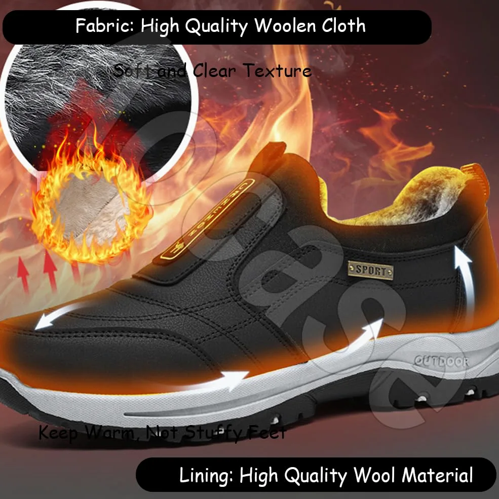 Zapatillas Hombre Invierno Cálidas Impermeable Cuero PU Deportivas Casual sin Cordones Zapatos para Correr Ligero Calzado Sneakers Comodos Calzado Ligero,Marrón,44/270mm