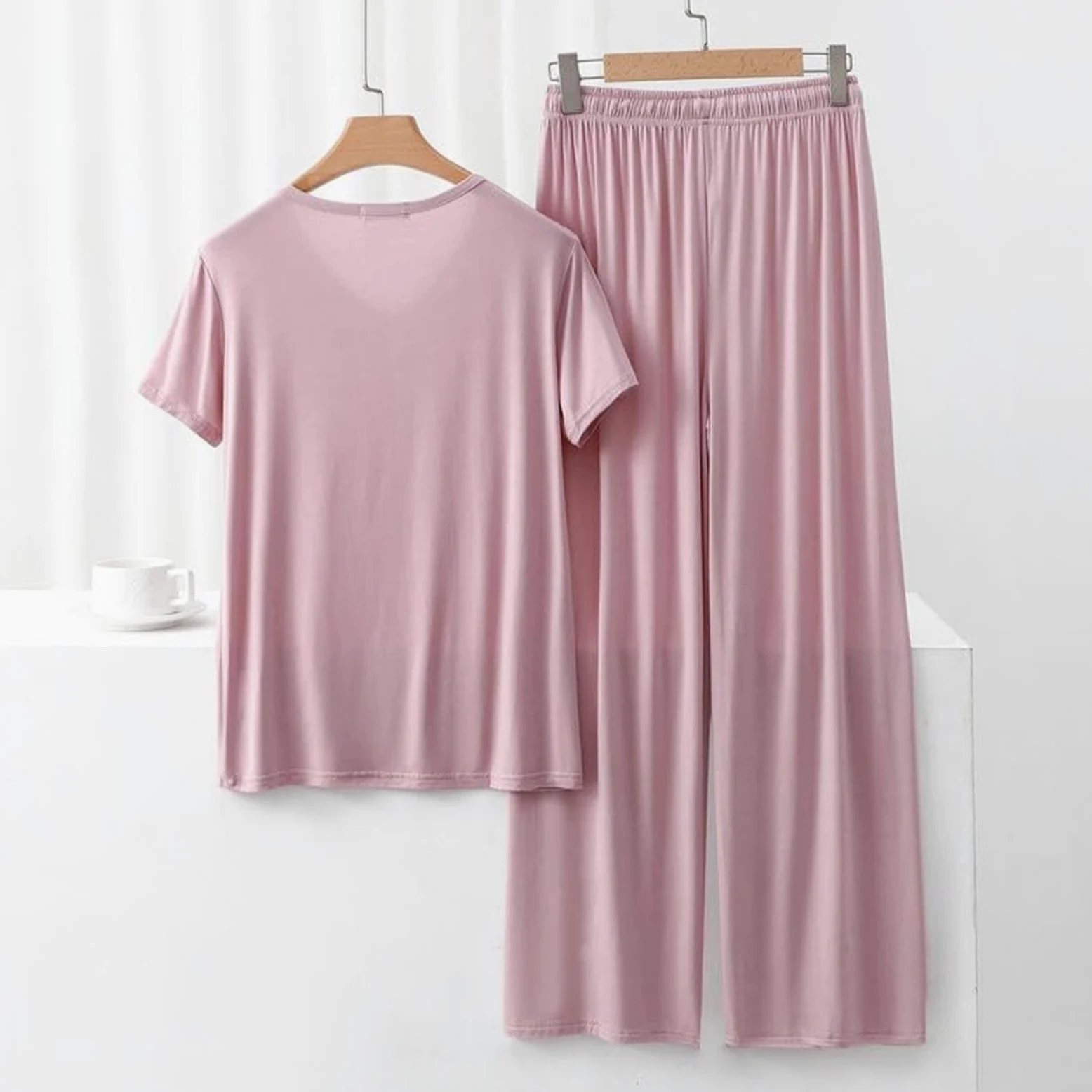 Pijama de mujer de verano corto sexy, pijama para mujer, algodón muy grande | Noche de cuello sastre Camisas de noche Albornoces Caraco Talla Elástica Slacks Suave / Suave Conjunto Pijama Sudadero