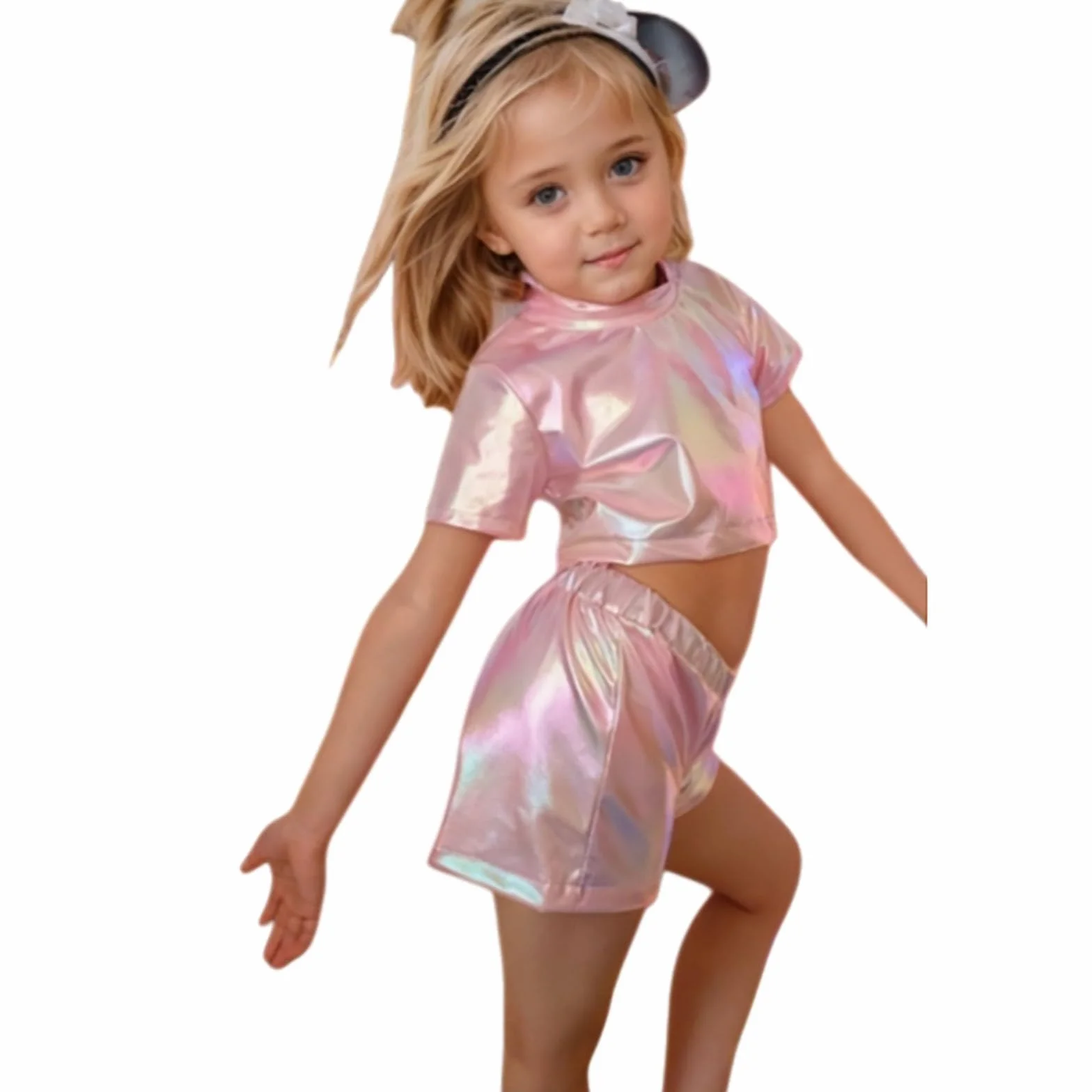 Generisch Pantalones cortos de baile para niñas, brillantes, metálicos, para fiestas