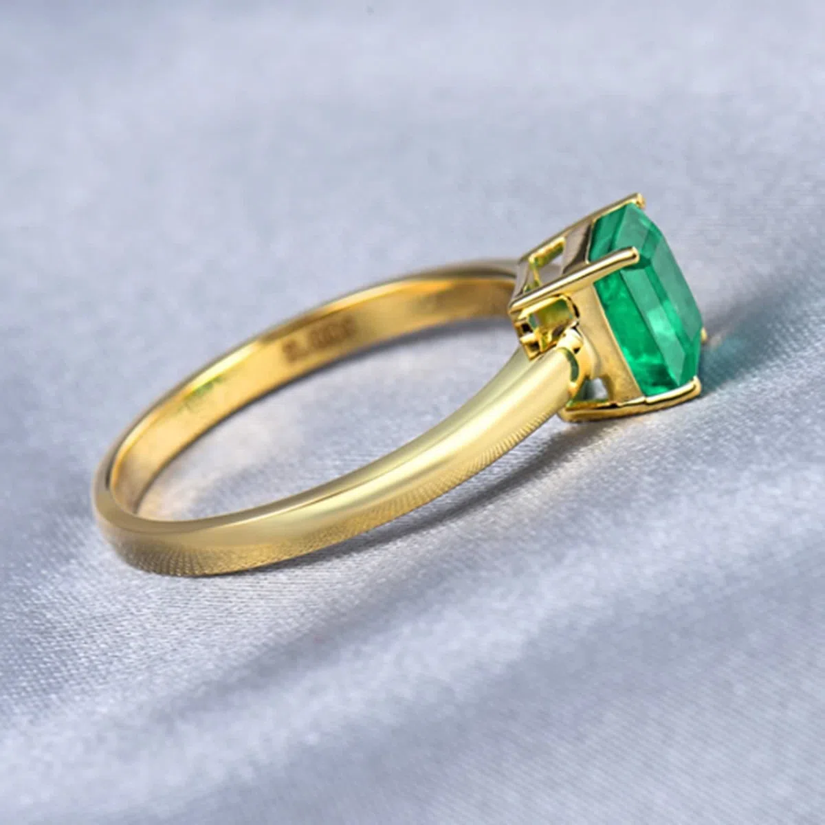 Anillo de Esmeralda, Alianzas de Boda Oro Amarillo Esposa Novia para El Aniversario de San Valentin