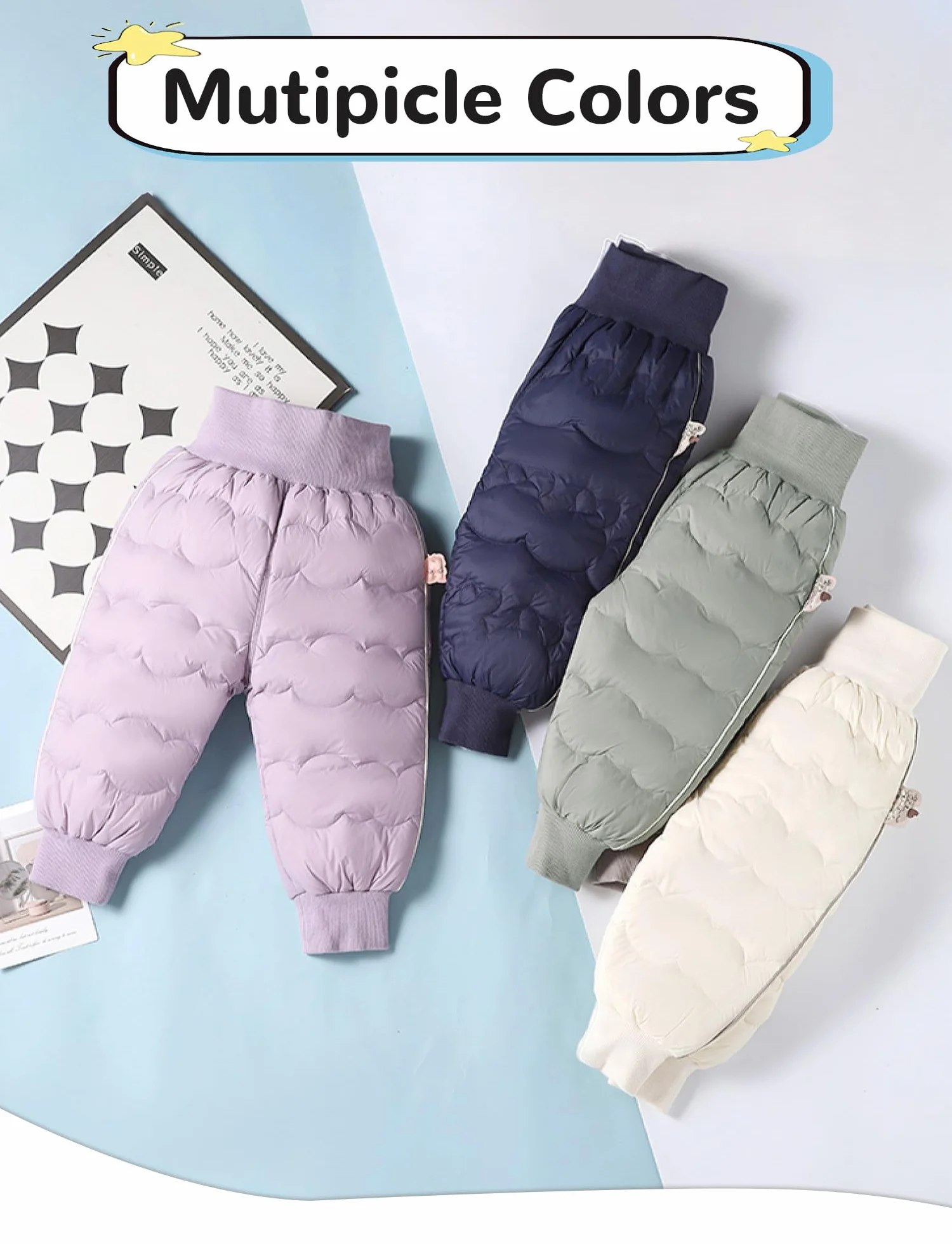Happy Cherry Pantalones de plumón para niños, ligeros, de invierno, gruesos, cálidos, para la nieve, para niñas y niños, pantalones de esquí a prueba de viento, pantalones para exteriores, de invierno