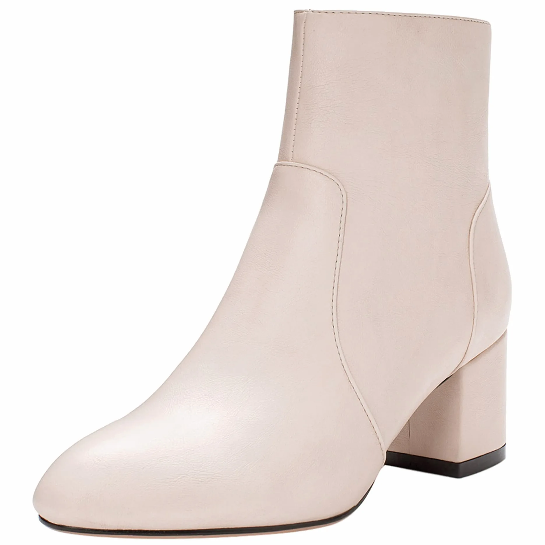 Botines Mujer Tacón Ancho, Botines de Vestir Tacón Medio Almond Toe Botín Zip Sencillo, Talla 33-45