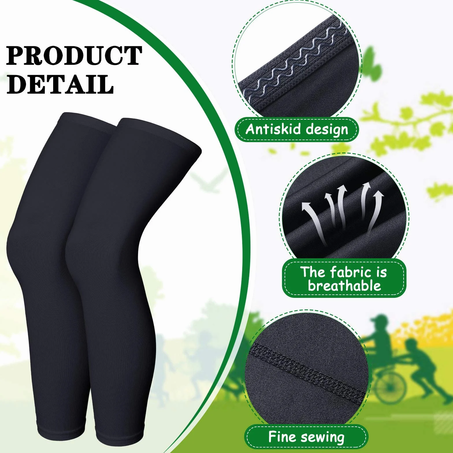 Skylety Mangas de Compresión de Longitud Completa para Ciclismo Deportivo Unisex Rodilla Muslo Correr