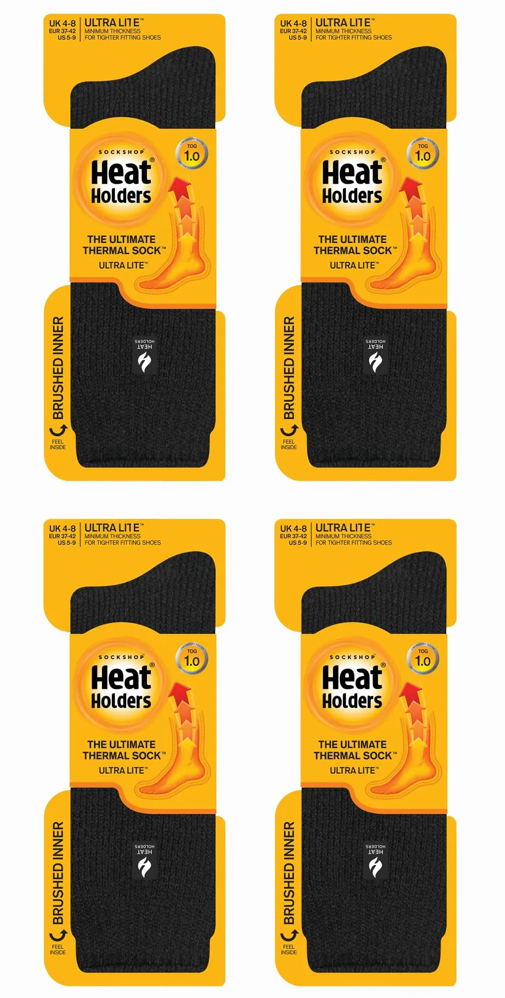 HEAT HOLDERS Ultra Lite - Paquete múltiple de 4 pares de calcetines térmicos para mujer, calcetines ultra delgados y cálidos para calcetines de vestir en invierno